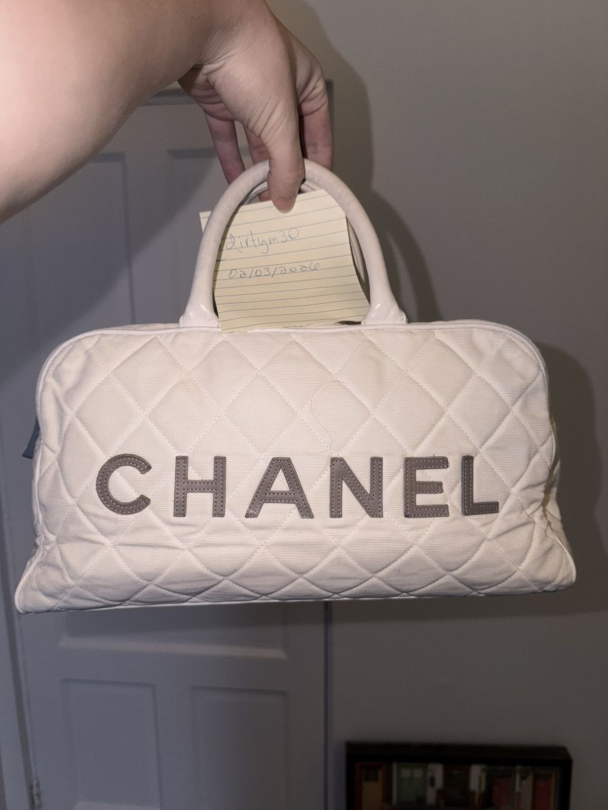 Chanel Chanel White Bowling Mini Handbang Size ONE SIZE - 1 Thumbnail