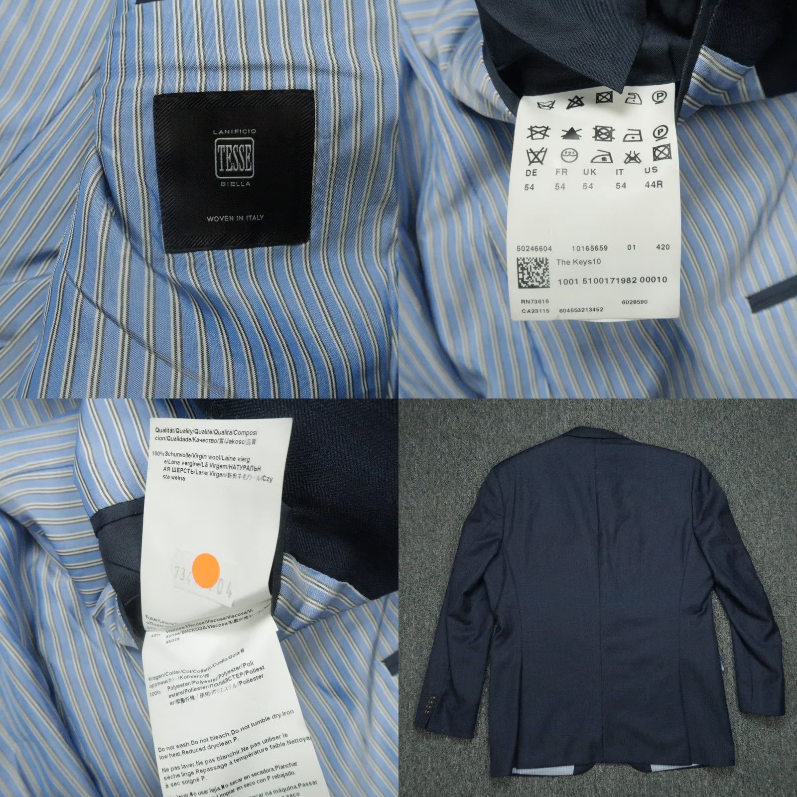 Hugo Boss HUGO BOSS Blazer Men 44R Blue Wool Lanificio Tesse Biella Suit Jacket Coat Jacket/Coat Blue Wool Solid Notch 2 Button Double-Vented Regular 44R Mens Size 44R - 8 Thumbnail