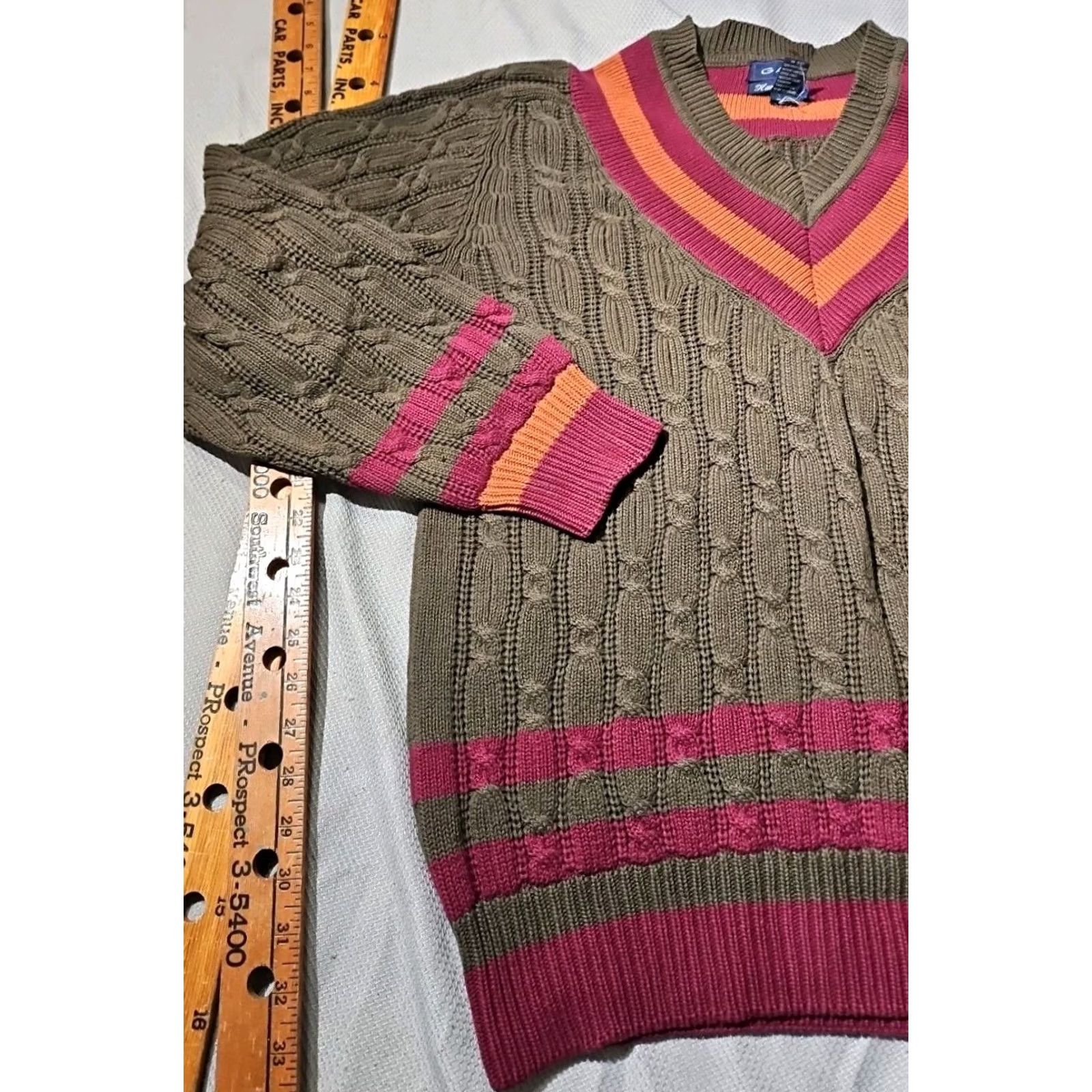 Gant VINTAGE GANT Sweater Mens Large Green Cable-Knit Fisherman 90s Size US L / EU 52-54 / 3 - 4 Thumbnail