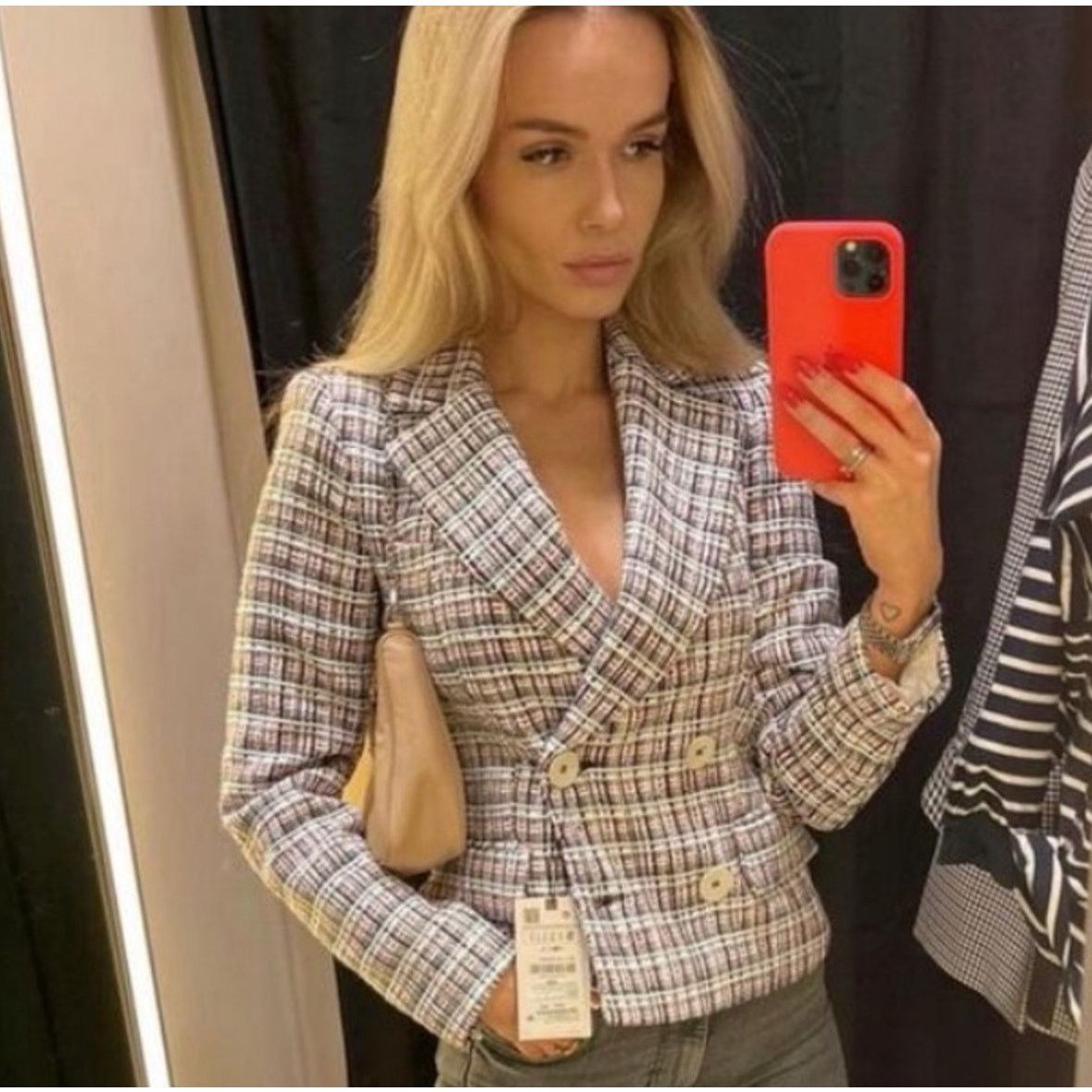 Zara Zara double breasted textured weave jacket blazer Size L / US 10 / IT 46 - 2 Thumbnail