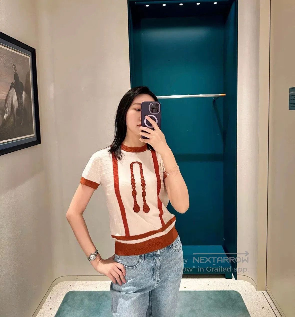 Hermes Hermes Women's Beige Short Sleeve Sweater. Size US S / EU 44-46 / 1 - 7 Thumbnail
