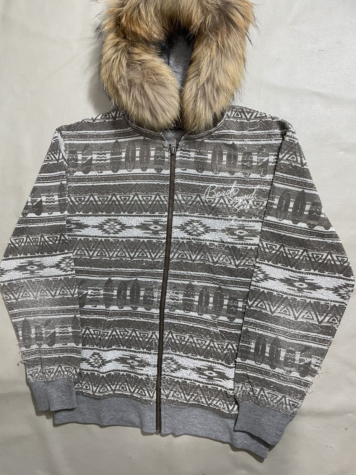If Six Was Nine × Le Grande Bleu (L.G.B.) × Yasuyuki Ishii Japanese Navajo design zip Fur Hoodie distressed Size US M / EU 48-50 / 2 - 2 Thumbnail