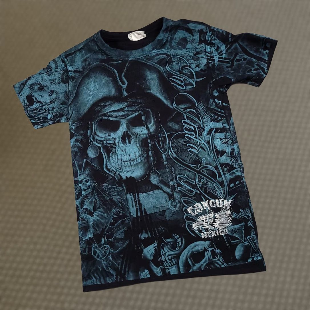 Vintage Cancun Mexico Pirate Skull Shirt Mens Small Black Graphic Tee Souvenir Euro American Cotton Active Wear Size US S / EU 44-46 / 1 - 1 Thumbnail