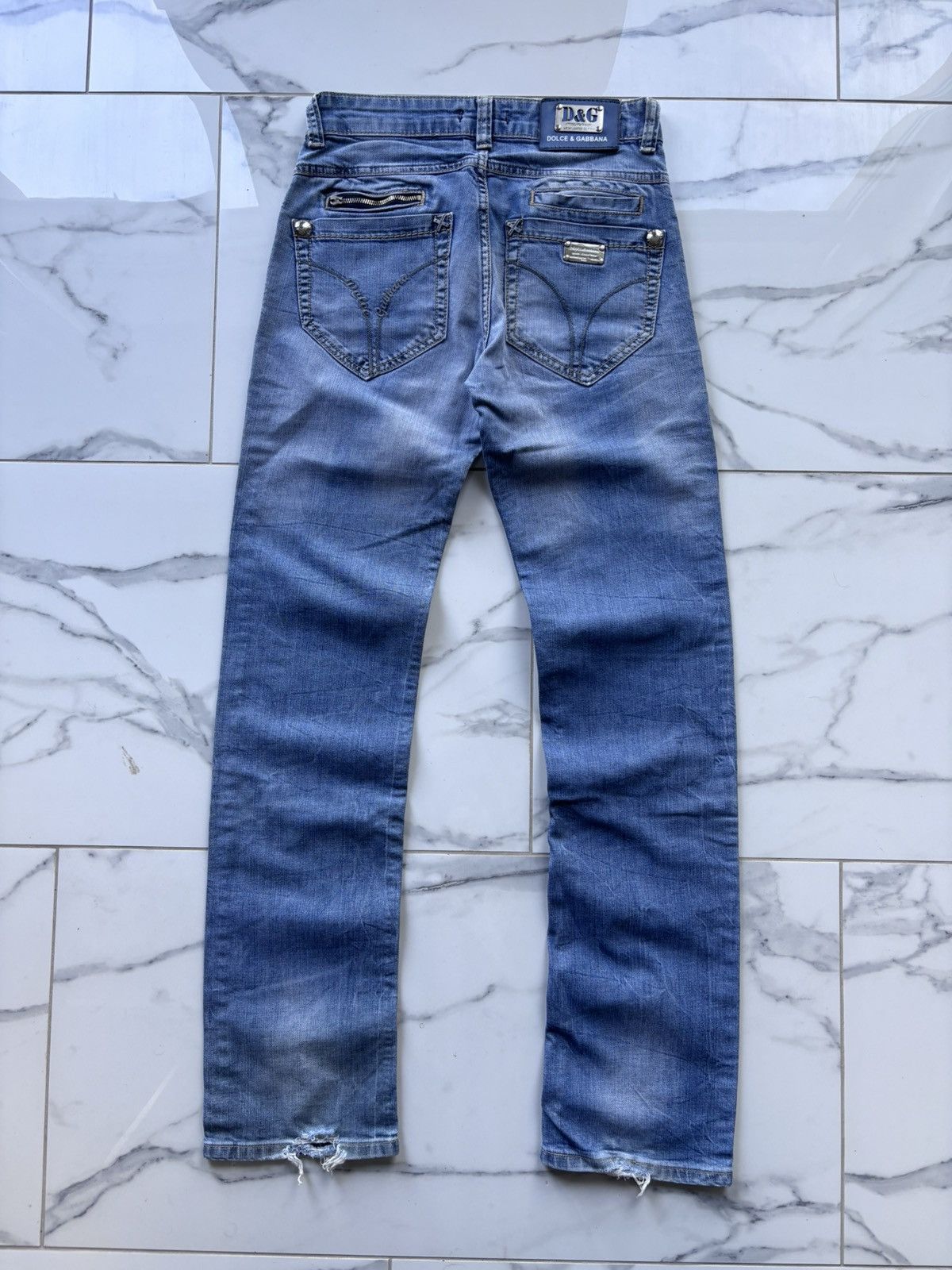 Dolce & Gabbana Vintage Y2K Dolce Gabbana Jeans 00’s Big Logo Washed Denim Size US 29 - 2 Thumbnail