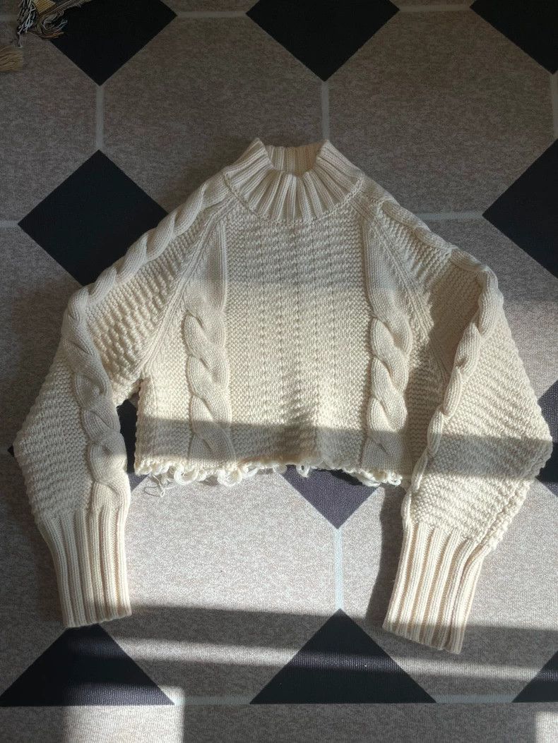 Other Jil Sander Short High Ribbed Crocheted Wool Sweater Size S / US 4 / IT 40 - 1 Thumbnail