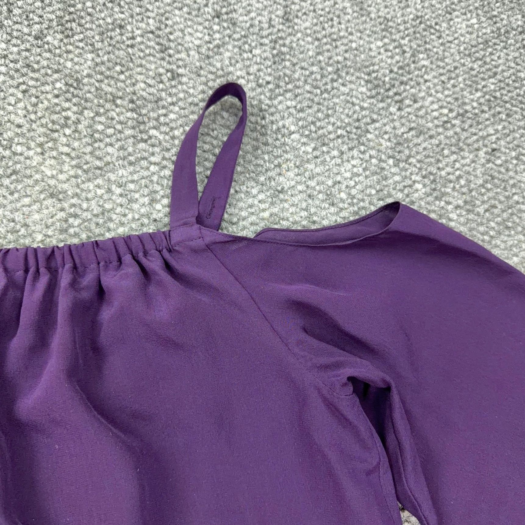 Madewell Madewell Shift Dress Womens 6 Purple Silk Off Shoulder Cold Shoulder Tie Sleeve Short 3/4 Sleeve Solid Casual Party Womens Size M / US 6-8 / IT 42-44 - 3 Thumbnail