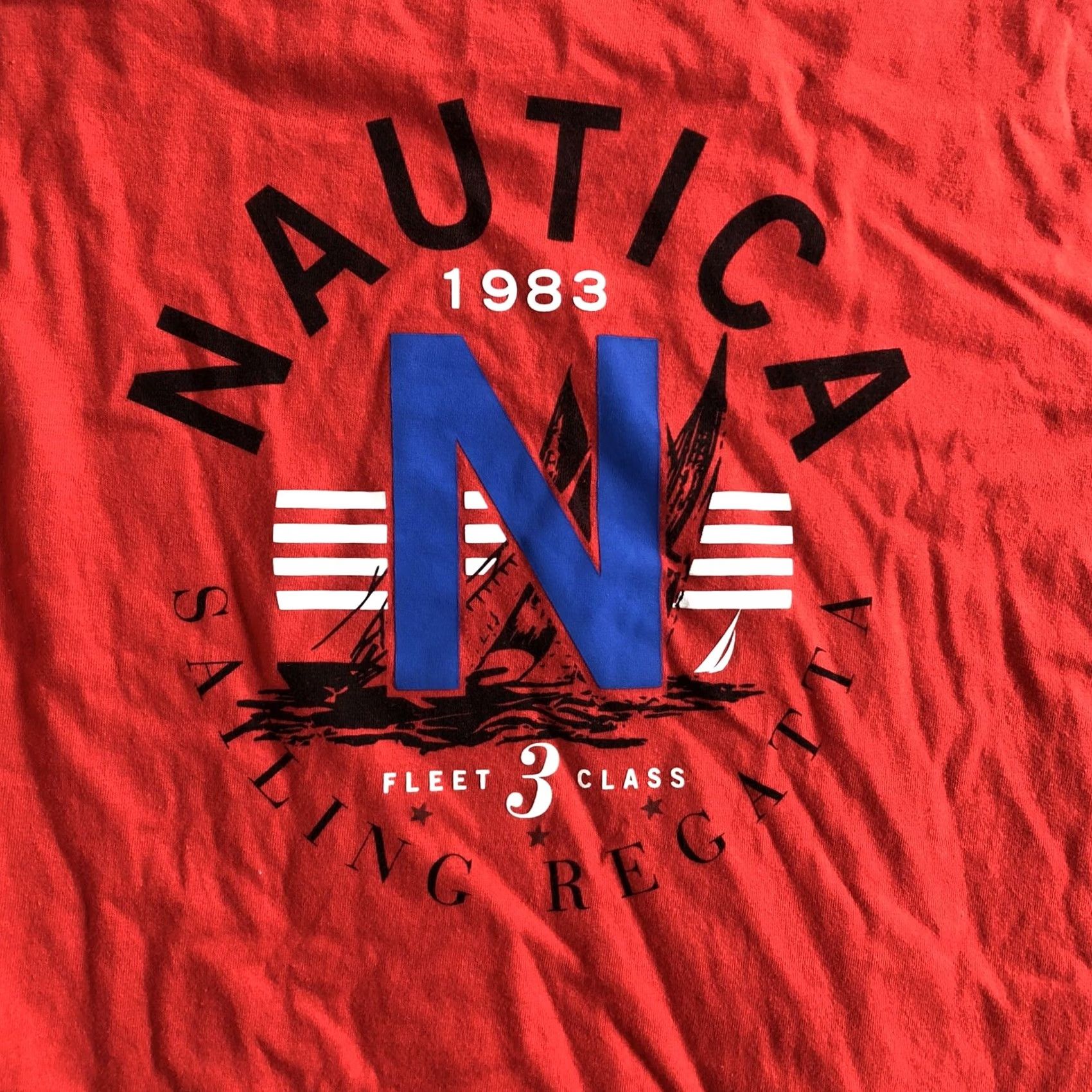 Nautica Nautica Shirt Adult Mens L Red Front Graphic Sailing Beach Ocean T-Shirt Logo Short Sleeve Crew Neck Regular Fit Size US L / EU 52-54 / 3 - 2 Thumbnail