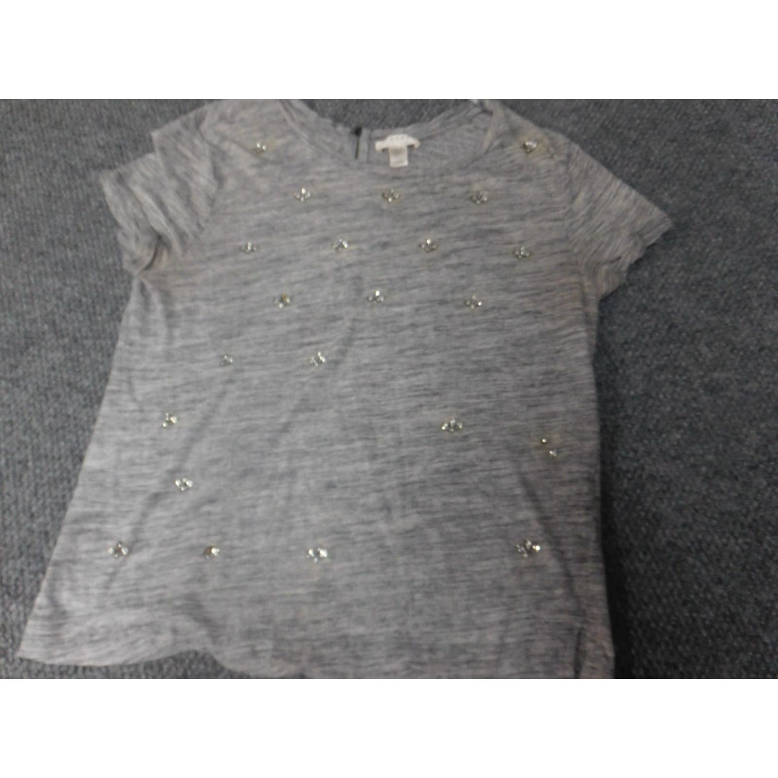 Vintage Kenar Blouse Womens Large Gray Lightweight Short Sleeve Collared Floral Pattern Ruffle Casual Shirt Size L / US 10 / IT 46 - 2 Thumbnail