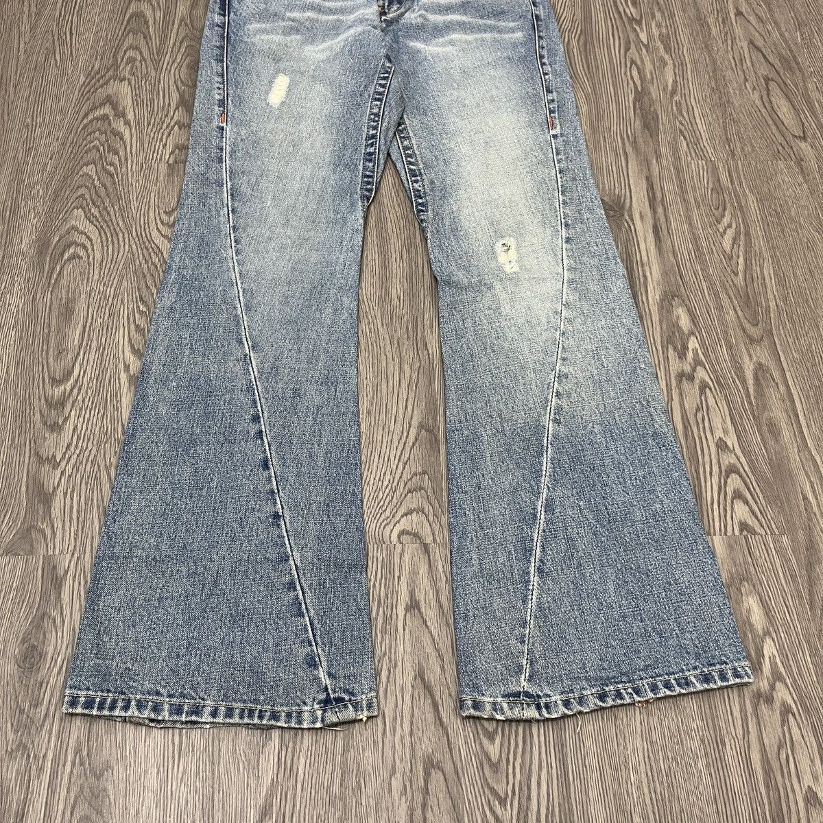 Japanese Brand Unknow - Flared Non-Alignmend Faded Denim ifsix Lgb Style Size US 29 - 5 Thumbnail