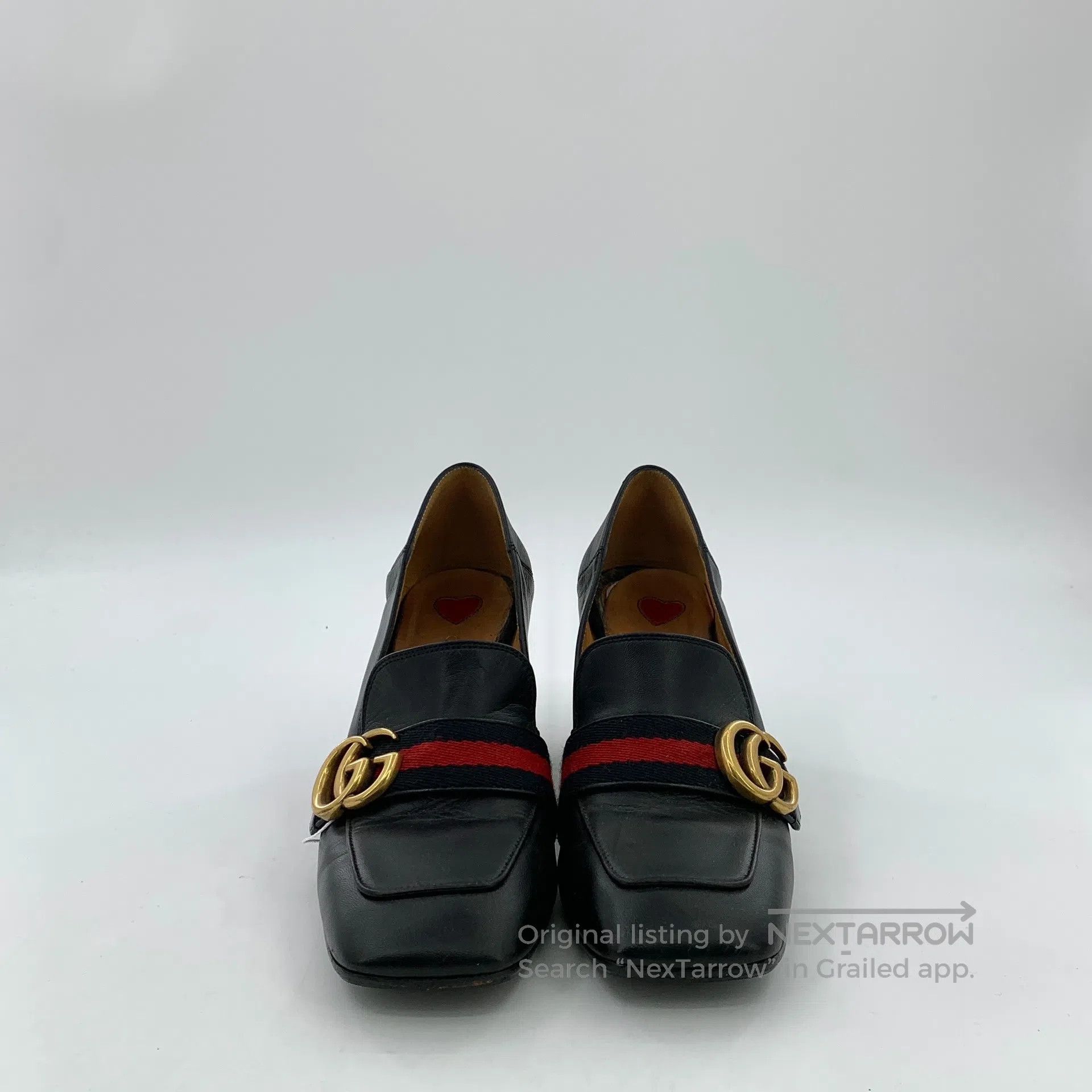 Gucci Guicci Black double G striped ribbon pearl button thick he Size US 6 / IT 36 - 3 Thumbnail