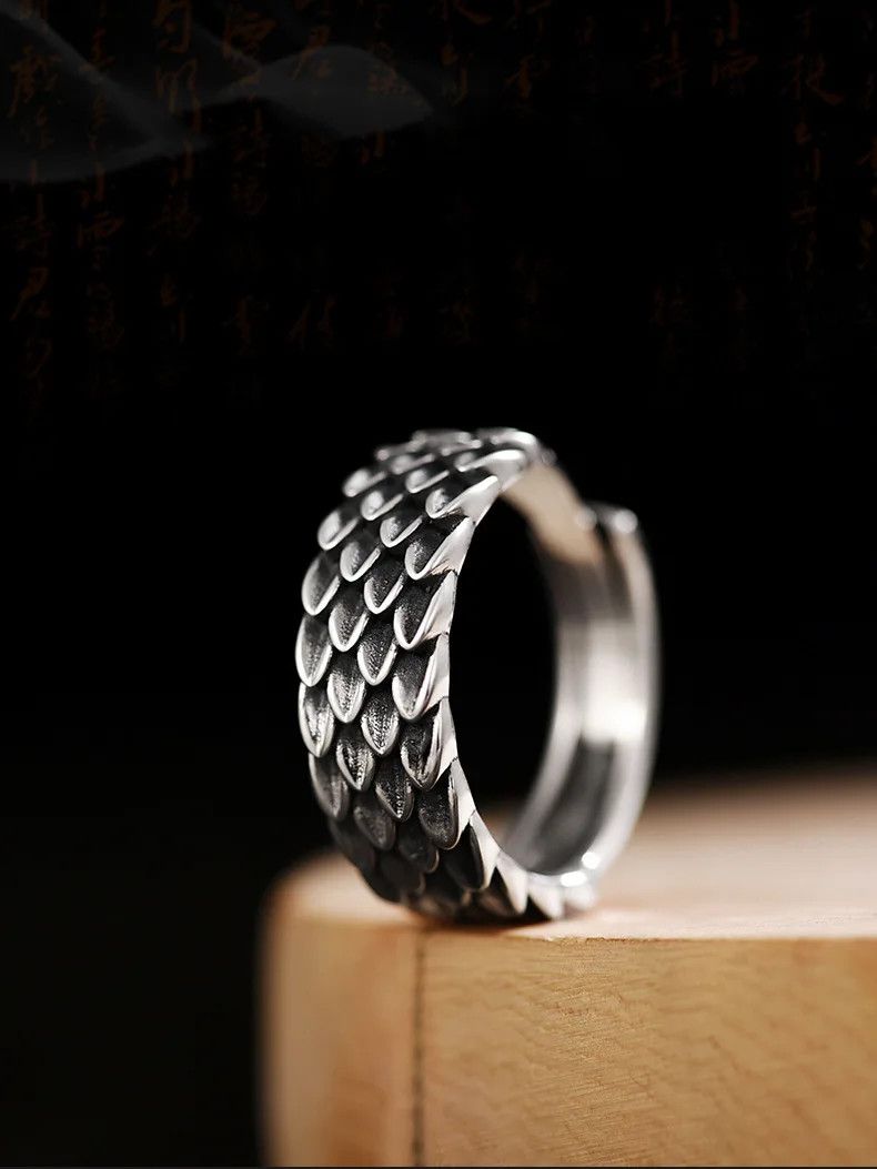 Jewelry Retro Dragon Scale Ring Size ONE SIZE - 7 Thumbnail