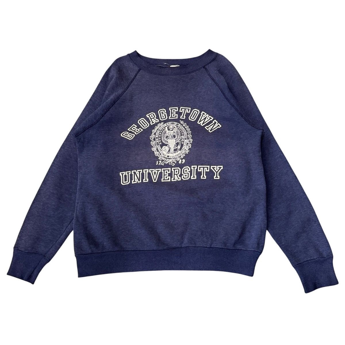 Vintage Vintage 80s Georgetown University Sweatshirt Navy VelvaSheen Size US M / EU 48-50 / 2 - 2 Thumbnail