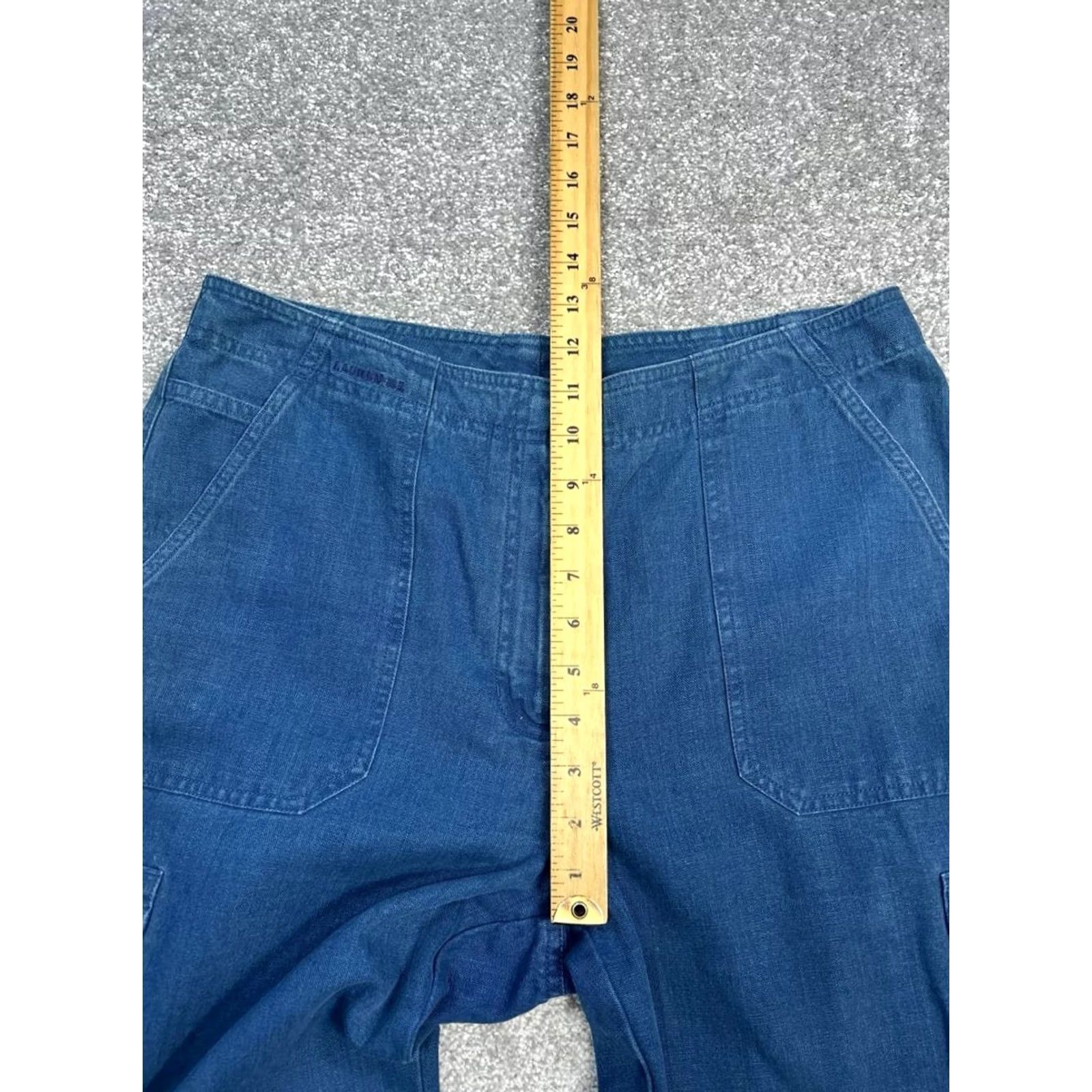 Ralph Lauren Lauren Ralph Lauren Womens Blue Cotton Denim Cropped Pants Wide Leg Size 12 Y2k Size 34" / US 12 / IT 48 - 4 Thumbnail