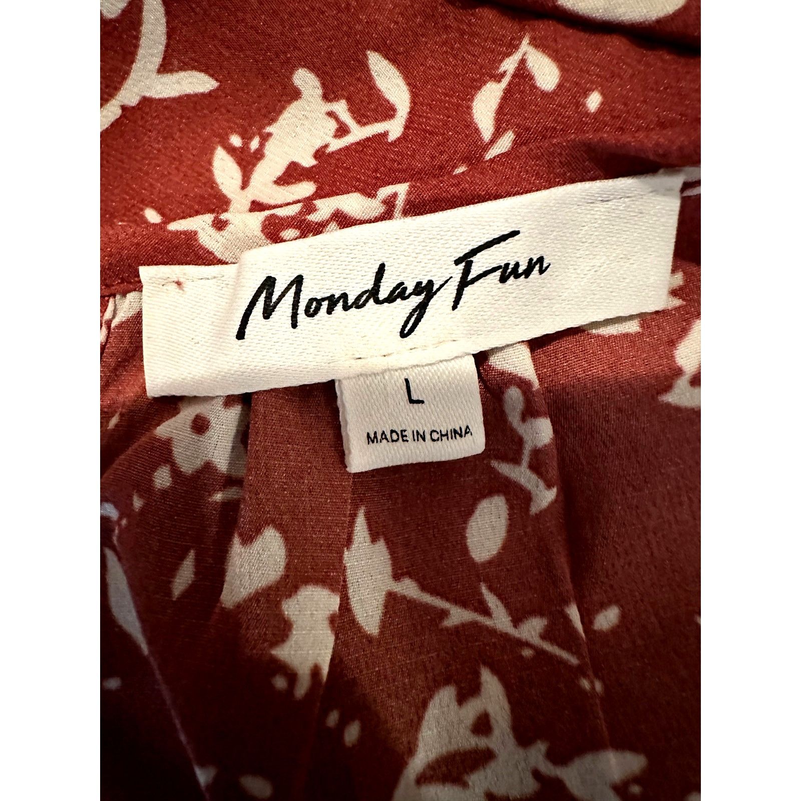 Other Monday Fun Kaden Pleated Cap Sleeve Blouse Rust/Cream L Size L / US 10 / IT 46 - 9 Thumbnail