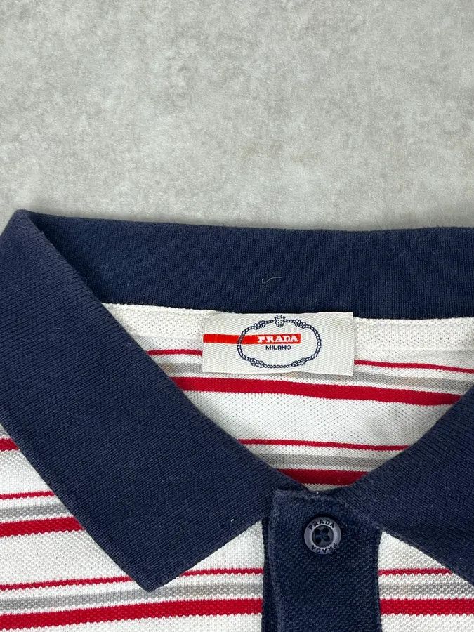 Prada 2000s Prada White & Red Stripes Polo Size US S / EU 44-46 / 1 - 8 Thumbnail