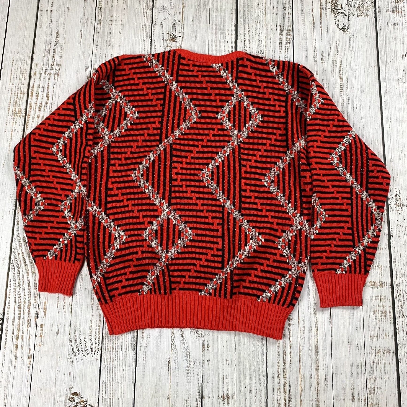 Etro VTG 80s J.R.B. Acrylic Sweater Red Knit Pullover Men XL Pattern Solid Contract Notable Keith Haring Retro 80s Mens Sweater Size US XL / EU 56 / 4 - 6 Thumbnail
