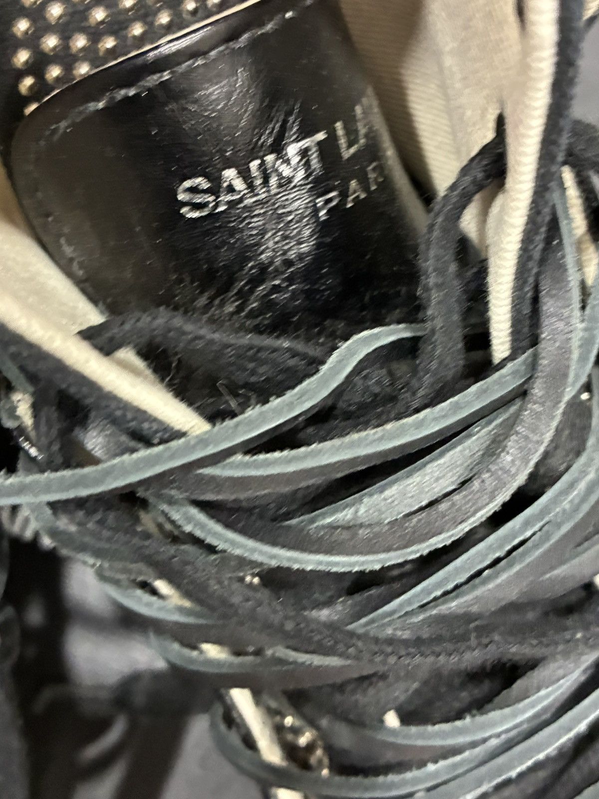 Saint Laurent Paris Double Studded High Top Sneaker EU 35 USA 5 Size US 5 / IT 35 - 11 Thumbnail