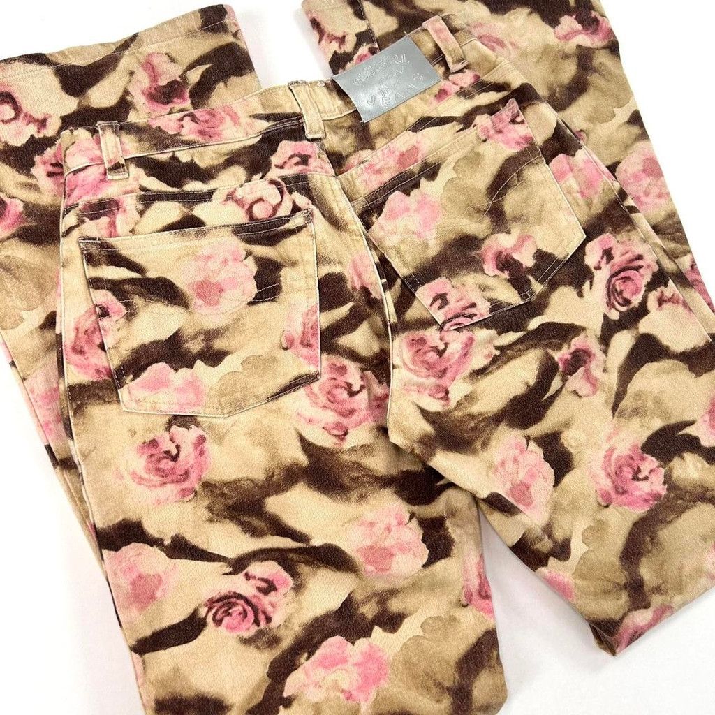 Blumarine y2k Blugirl tan brown and pink rose camouflage print jeans Size 28" / US 6 / IT 42 - 7 Thumbnail