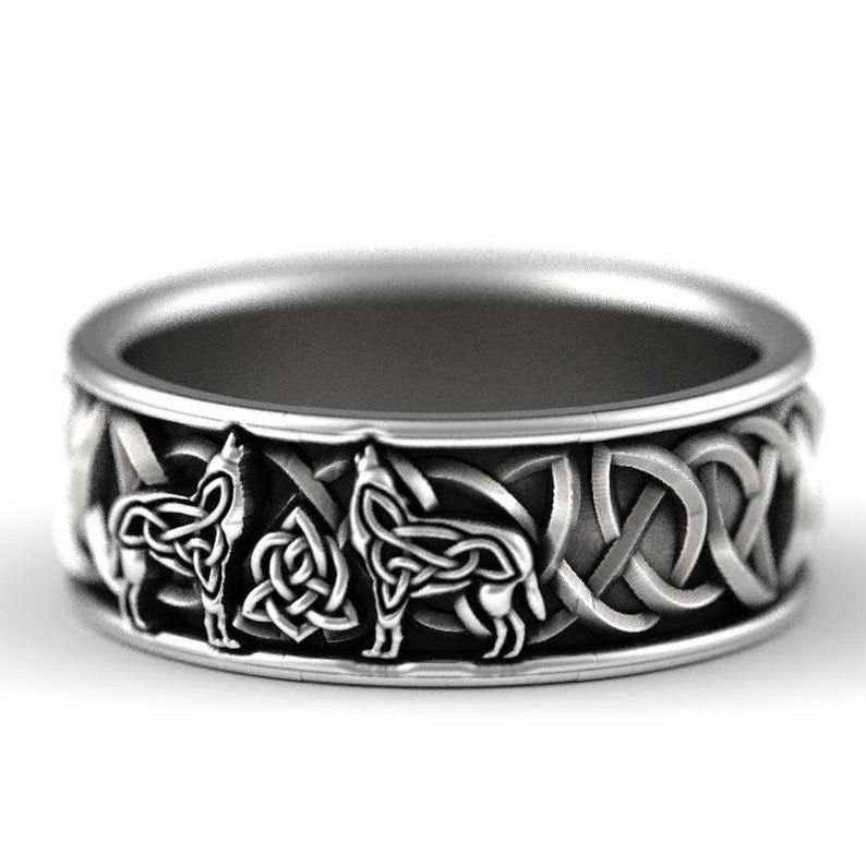 Jewelry × Vintage SIZE 10 Viking Nordic Mythology Giant Wolf Ring Size ONE SIZE - 2 Thumbnail