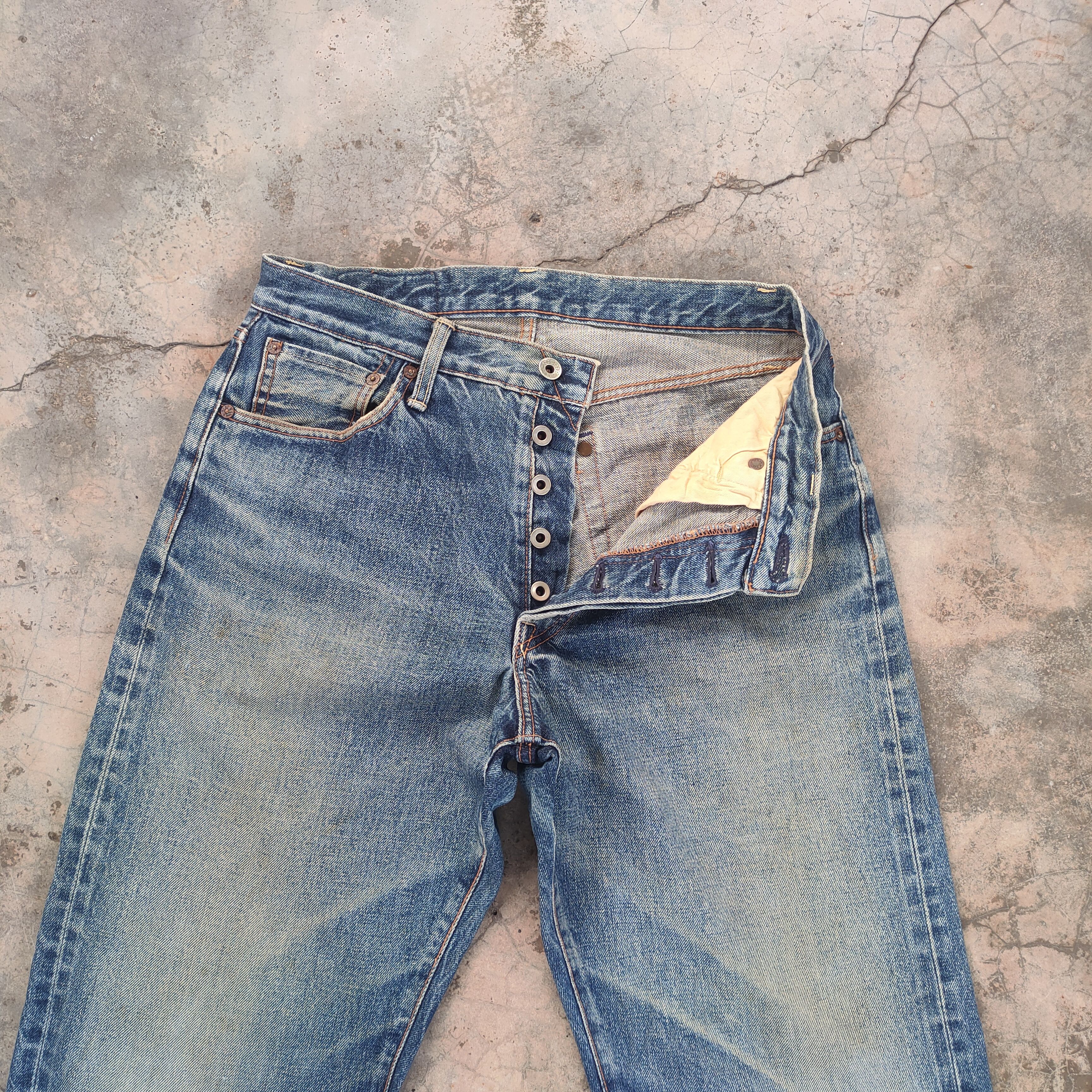 Japan Blue W30 VINTAGE BLUE WAY SELVEGE RIPPED JEANS DENIM PANTS Size US 30 / EU 46 - 3 Thumbnail