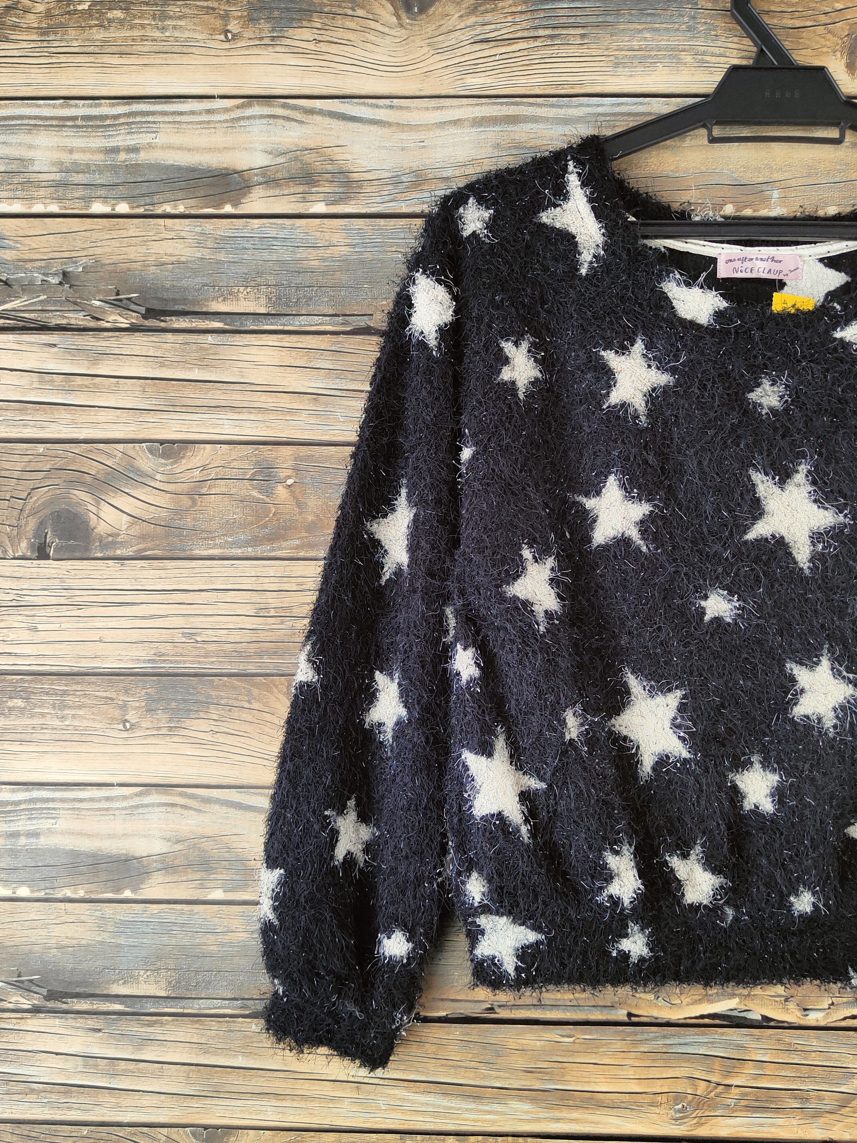 Japanese Brand DL Nice Claup star White Fur shaggy Mohair Knitwear #46-922 Size S / US 4 / IT 40 - 3 Thumbnail
