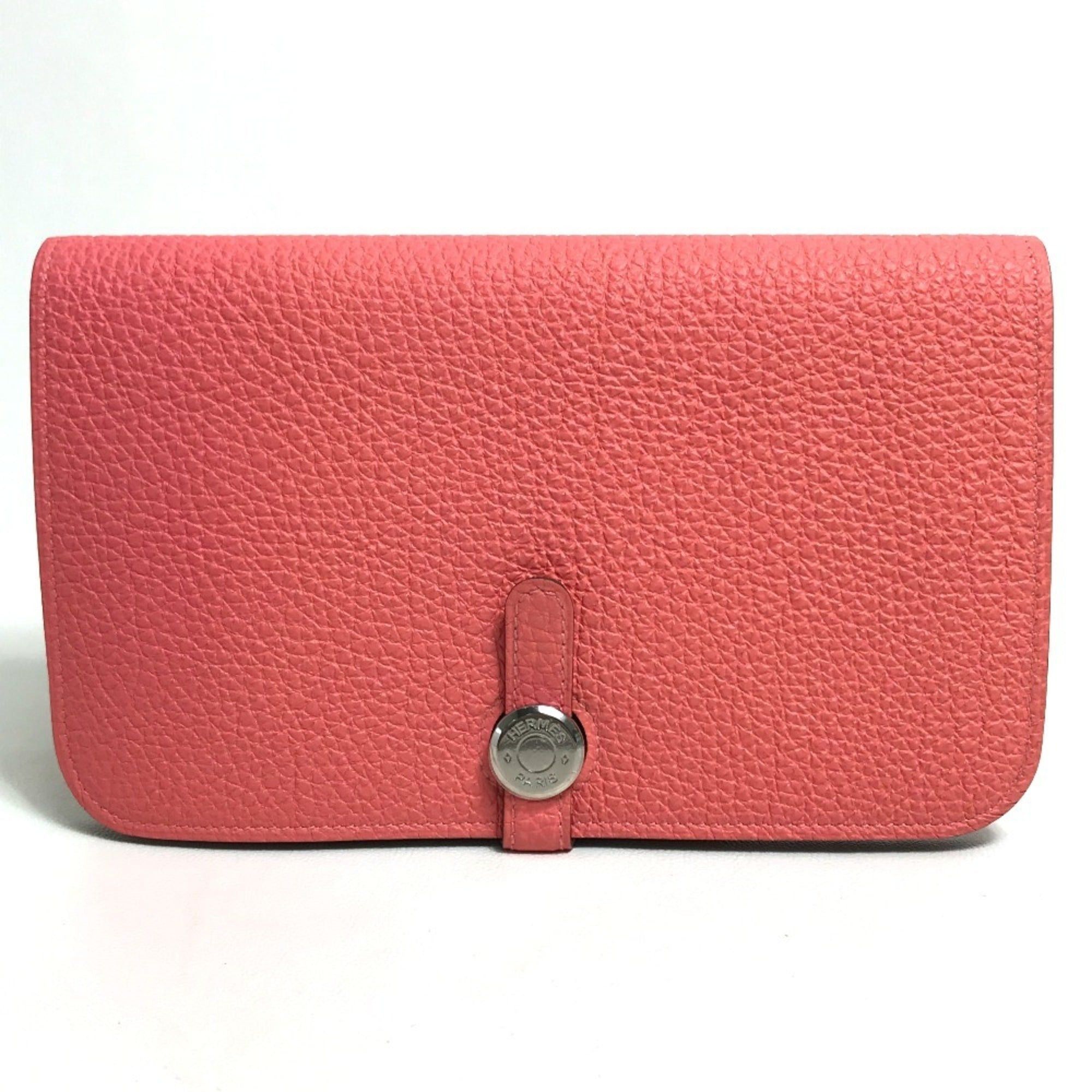 image of Hermes Dogon Gm Long Wallet With Coin Case Togo Ladies Rose Lipstick Pink in Black, Women's