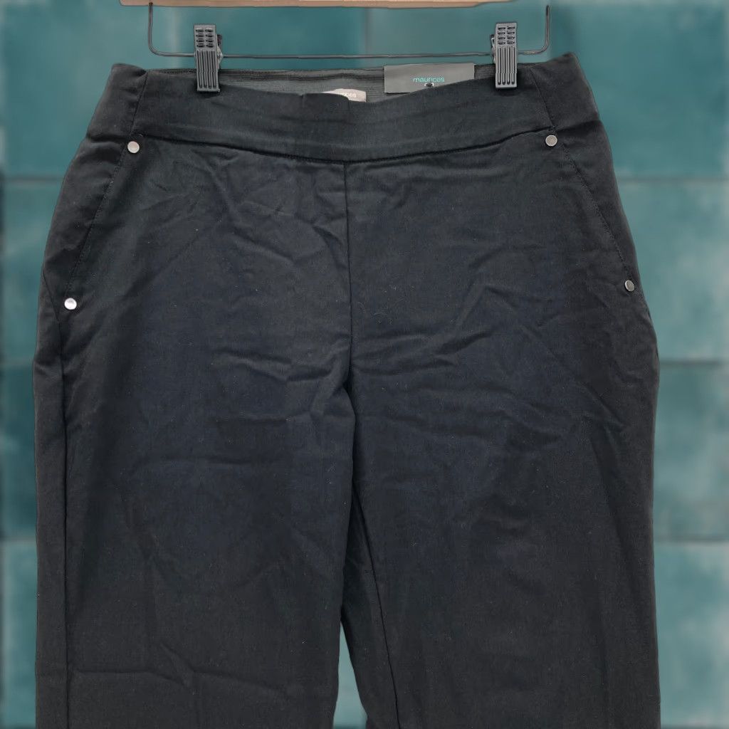 Vintage Maurices Bengaline Skinny Ankle Pant Women's Small Black Stretch Pull On Comfort Size 30" / US 8 / IT 44 - 1 Thumbnail