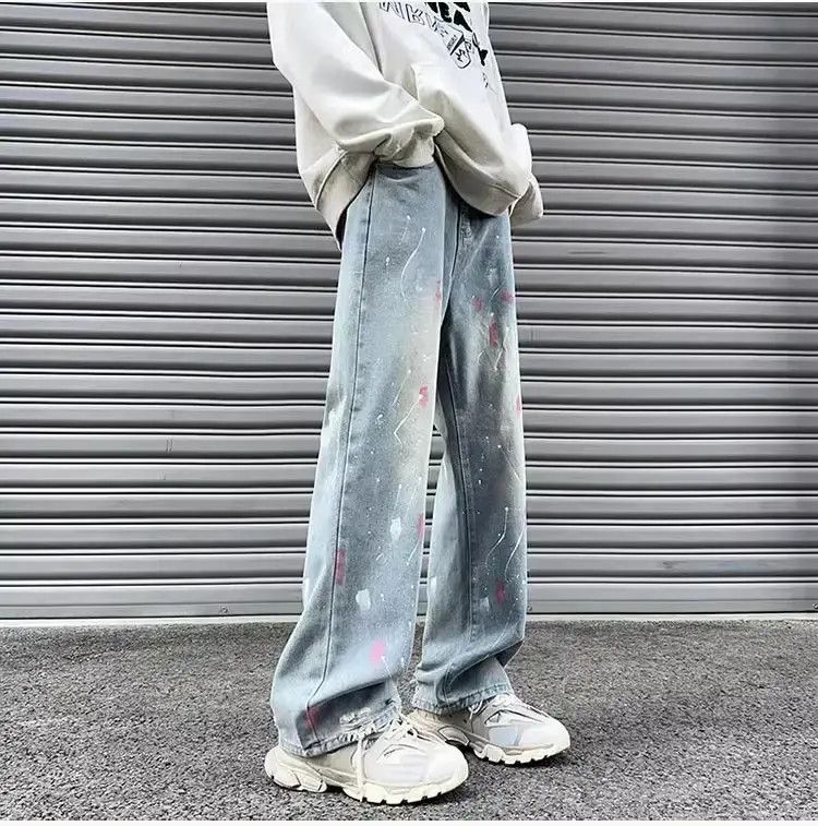 Japanese Brand Retro Speckled Ink Straight leg Jeans Size US 30 / EU 46 - 1 Thumbnail