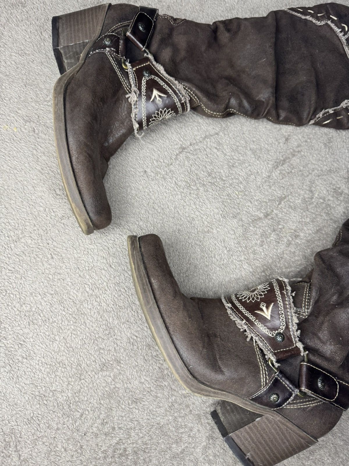 Vintage Vintage Western Cowboy Suede Leather Boots Miu Miu gucci Size US 7 / IT 37 - 3 Thumbnail