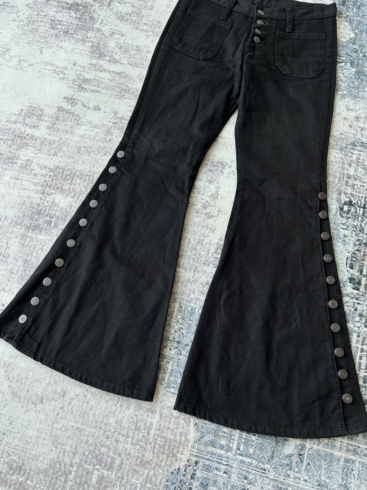If Six Was Nine Super Flared Button Punk Jeans Size US 28 / EU 44 - 6 Thumbnail