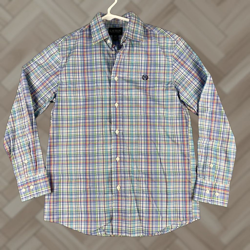 Polo Ralph Lauren Polo Ralph Lauren Dress Shirt Plaid Long Sleeve Teens 14R Multicolor Logo Button-Up Size 36R - 1 Thumbnail