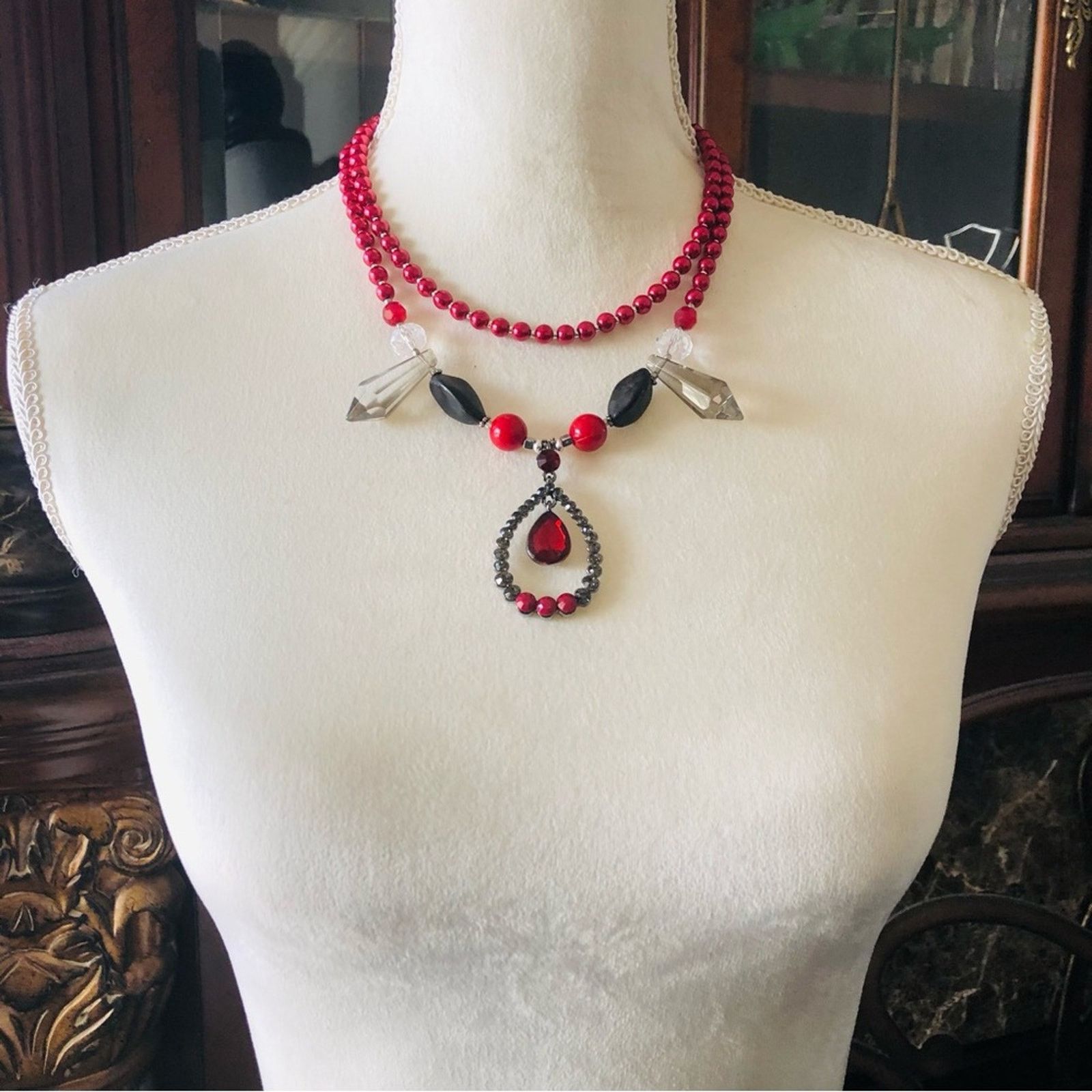 Handmade Handcrafted repurpose chalcedony Pearl necklace Size ONE SIZE - 5 Thumbnail