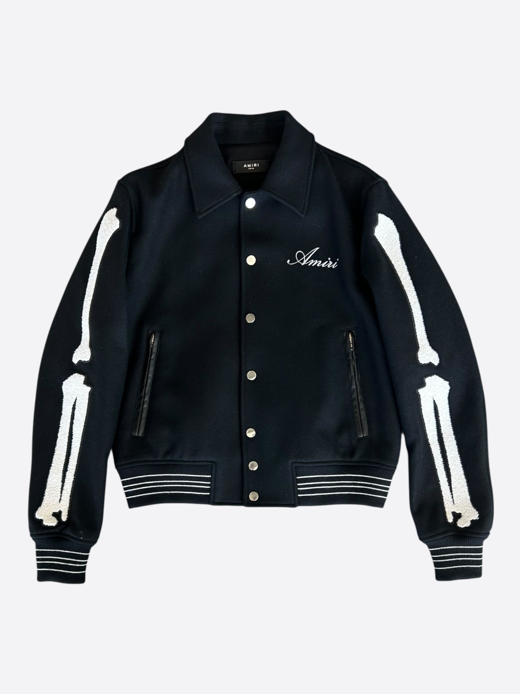 Amiri Amiri Black & White Bones Varsity Jacket Size US S / EU 44-46 / 1 - 1 Thumbnail