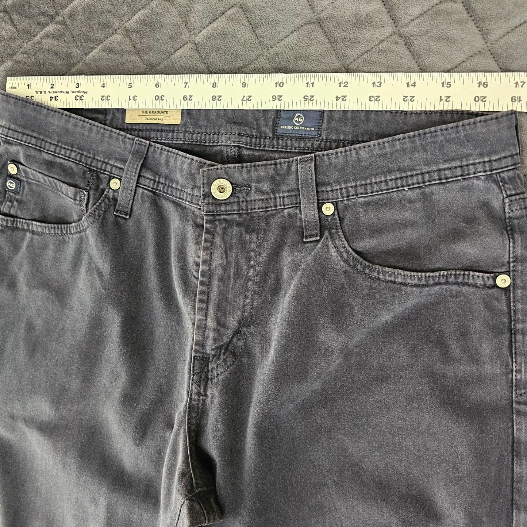 Vintage VINTAGE AG Adriano Goldschmied The Graduate Tailored Leg Men's Jeans 34x34 Size US 33 - 6 Thumbnail