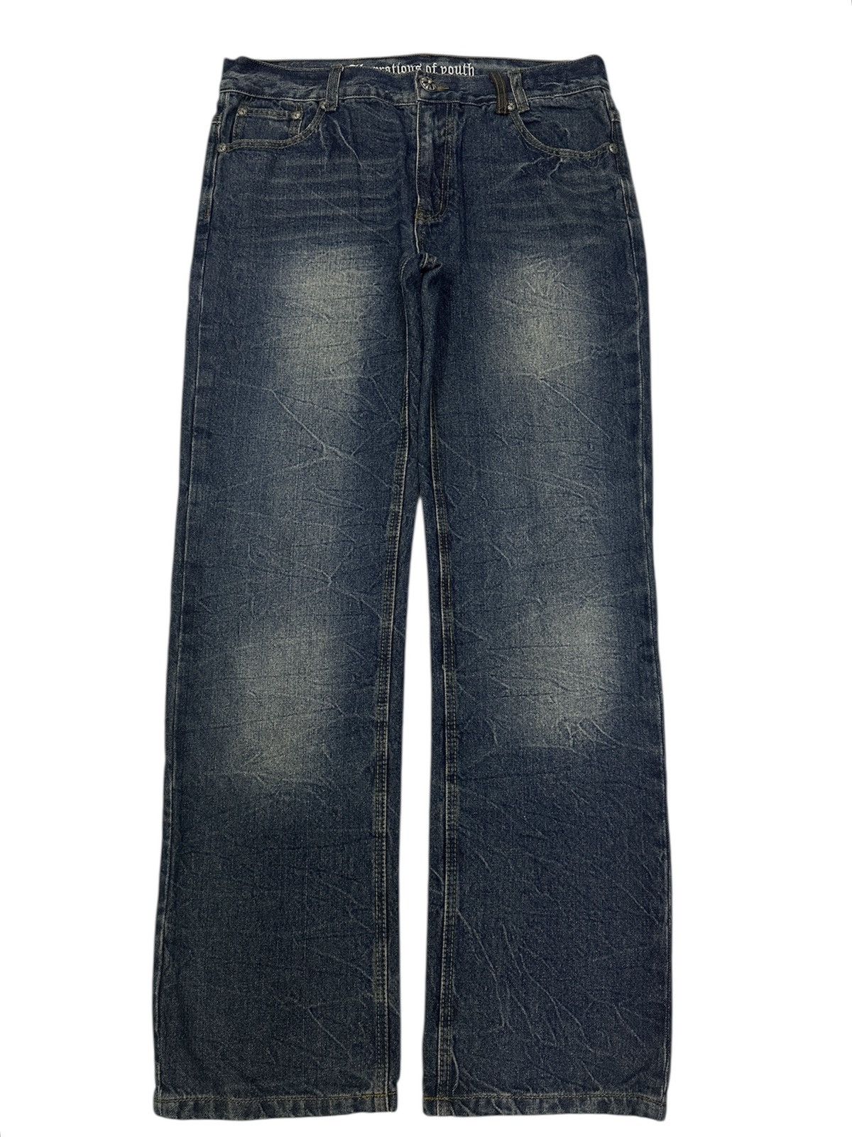 Beauty Beast × Japanese Brand A.O.Y ABERRATIONS OF YOUTH Big Cross Zipped Jeans Size US 34 / EU 50 - 2 Thumbnail