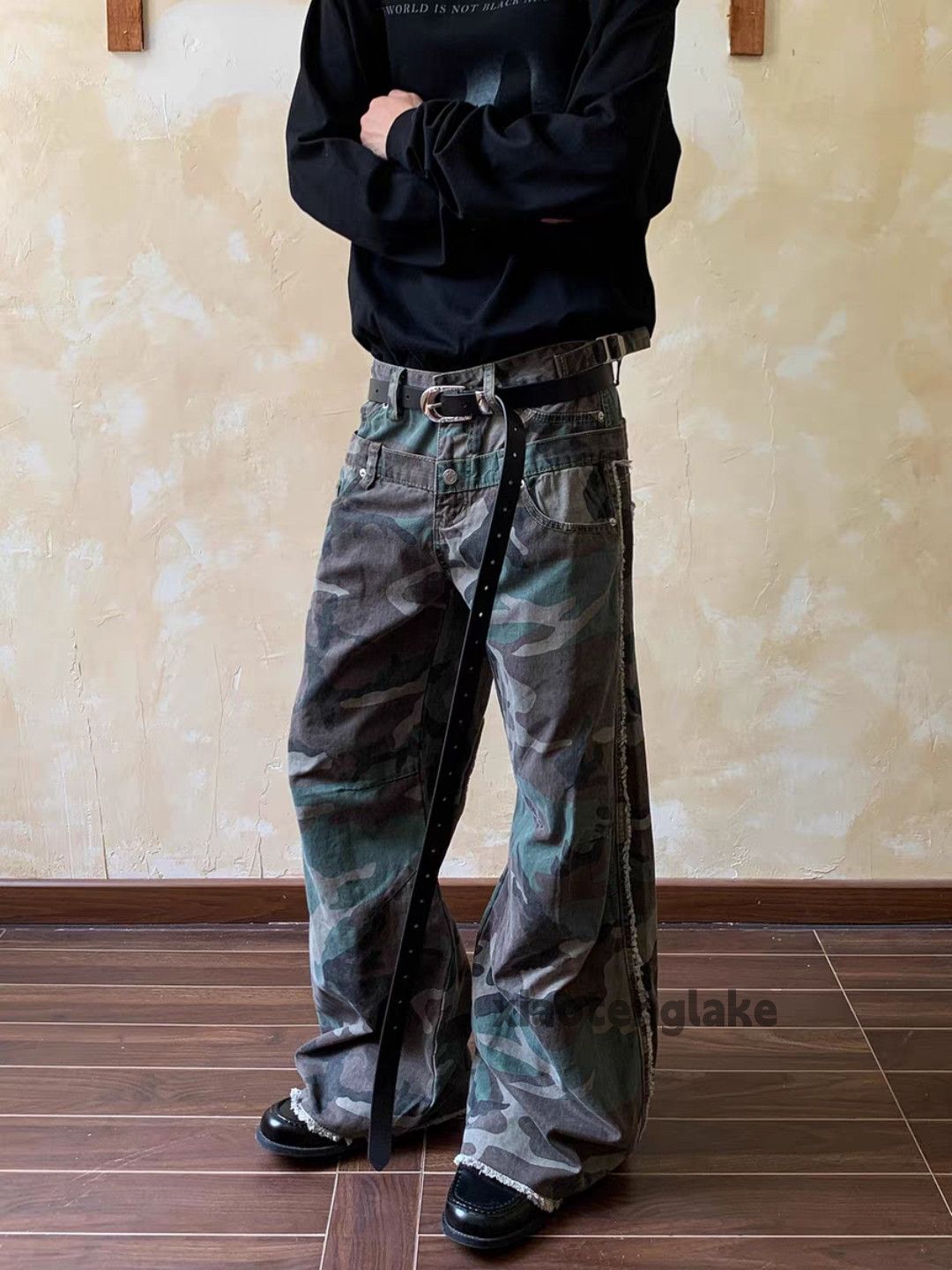Vintage Ltx double waist loose baggy hiphop cargo camo pants Size US 34 / EU 50 - 2 Thumbnail