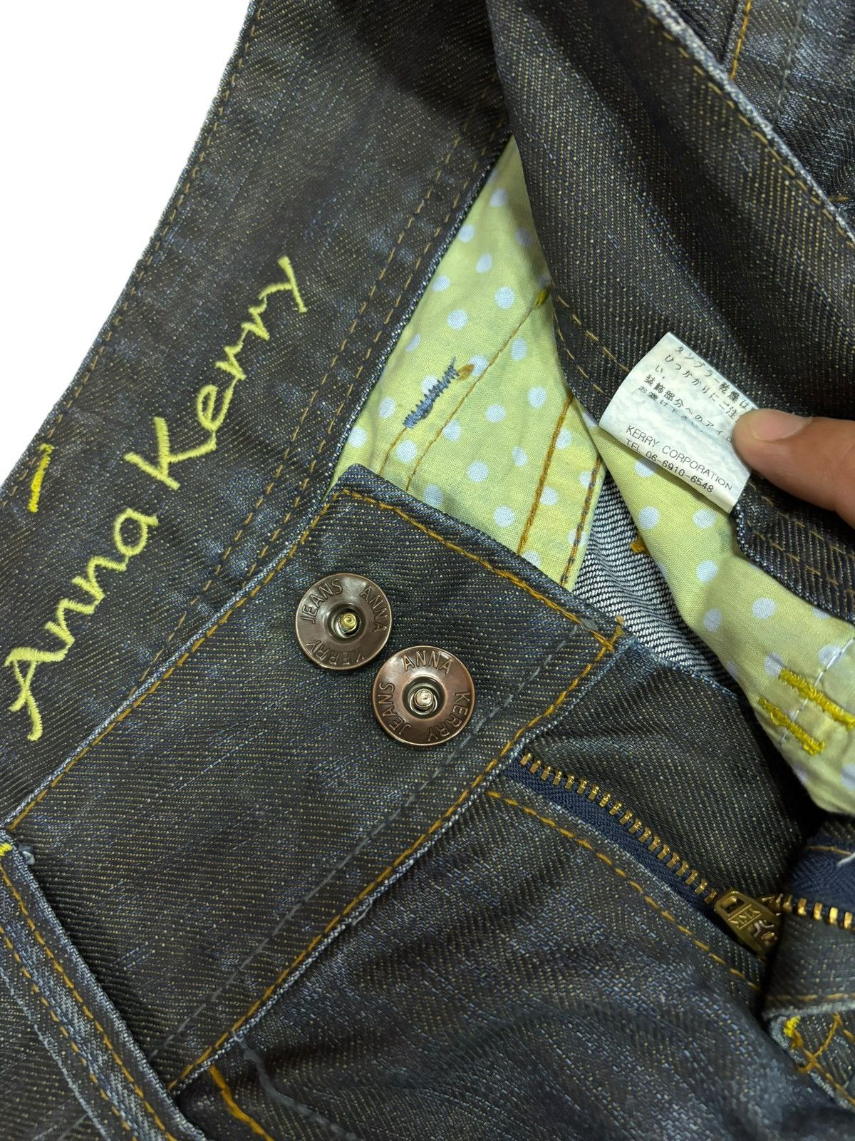 Japanese Brand × Vintage Vintage Anna Kerry Faded Embroidered Flared Jeans Size 31" - 5 Thumbnail