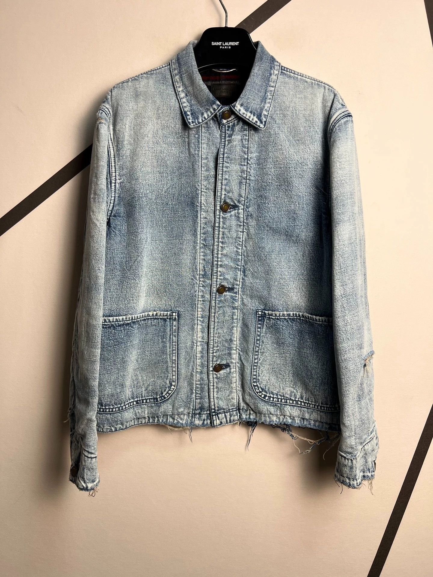 Saint Laurent Paris Authentic Saint Laurent SLP raw-edged blue denim jacket Size US M / EU 48-50 / 2 - 1 Thumbnail
