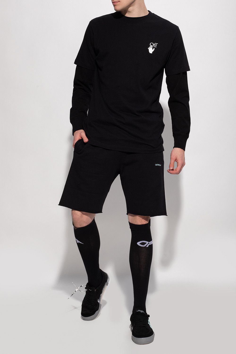 Off-White Black Embroidered Cut Here Logo Oversized Skate T-Shirt Size US M / EU 48-50 / 2 - 3 Thumbnail
