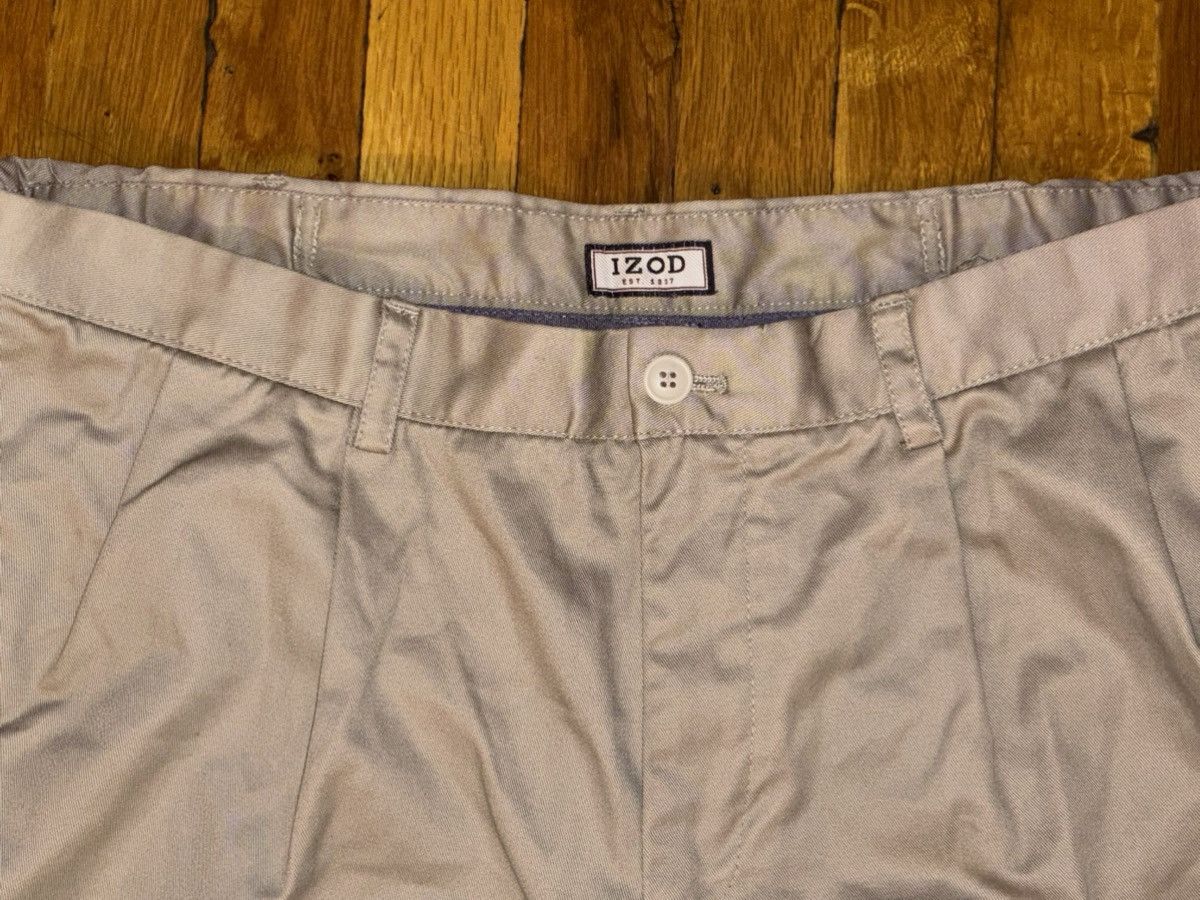 Designer Izod Mens 38x29 Tan Pleated Cuffed Straight Leg 100% Cotton Size US 34 / EU 50 - 4 Thumbnail