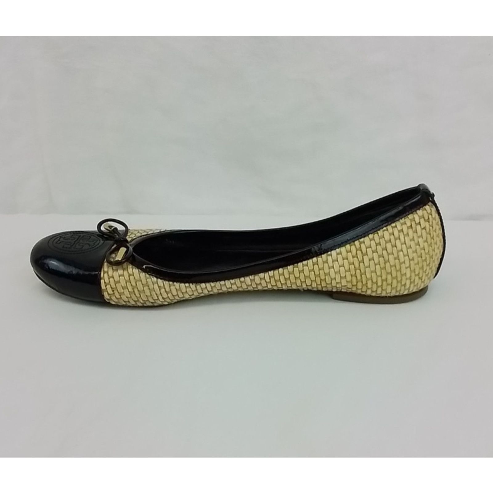 Tory Burch Tory Burch Leather Flat Women's US 10 Black Beige Espadrille Size US 10 / IT 40 - 5 Thumbnail