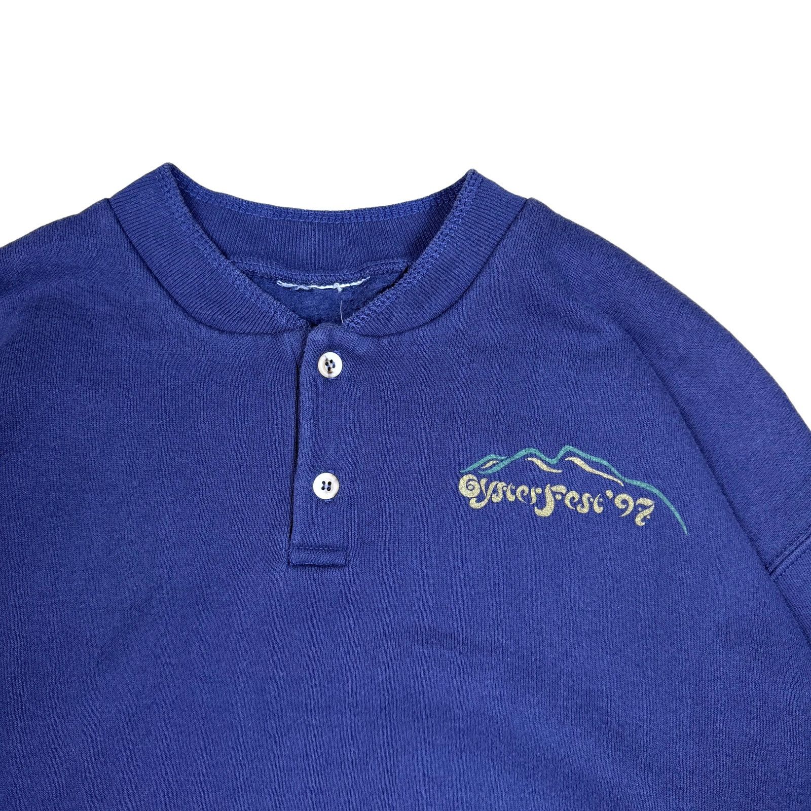 Vintage Vintage OysterFest 1997 Henley Sweatshirt XL Navy Size US XL / EU 56 / 4 - 2 Thumbnail