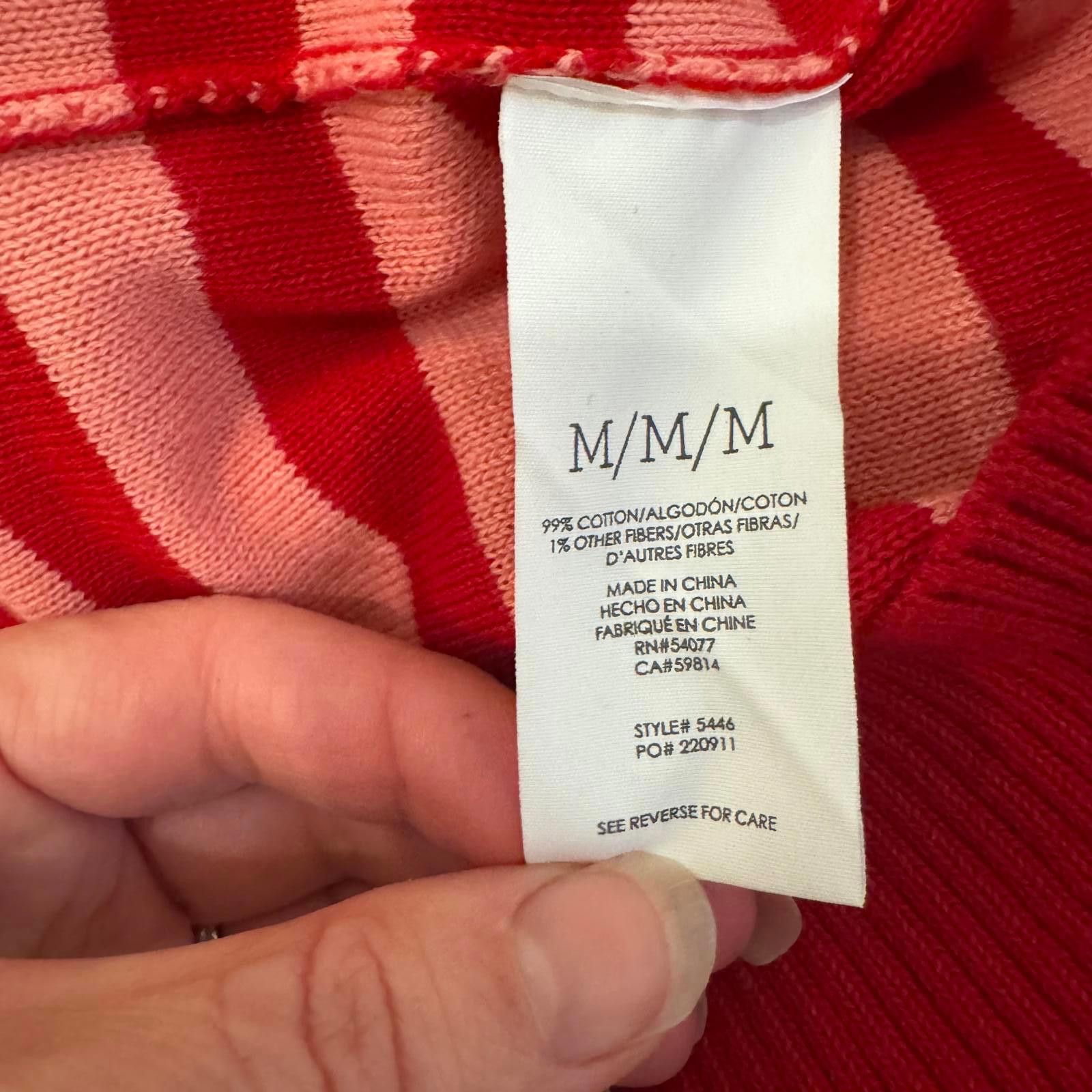 Other CAbi Red and Pink Striped Button-Medium-Up Cardigan Sweater Size M / US 6-8 / IT 42-44 - 5 Thumbnail