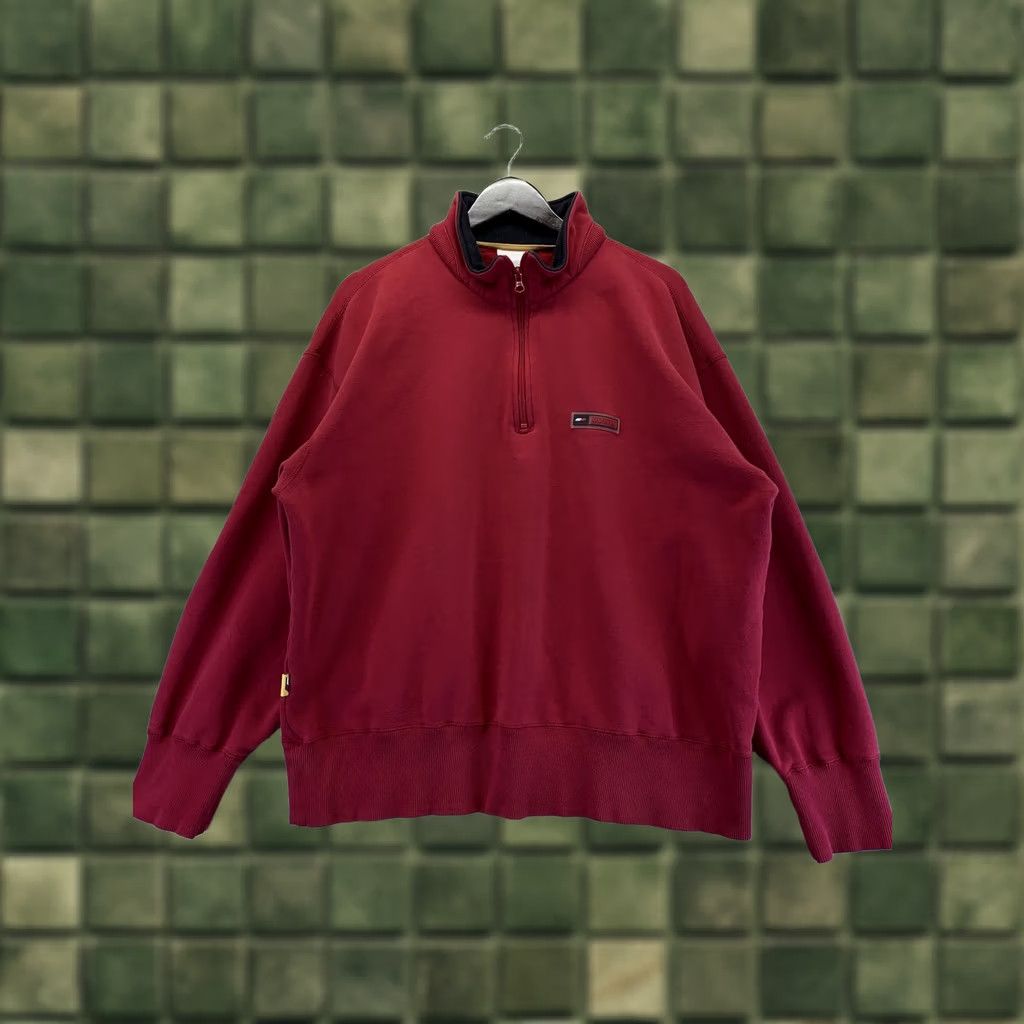 Tommy Hilfiger VINTAGE Tommy Hilfiger Athletics Mens Red 1/4 Zip Sweatshirt Pullover XL-6702 Sweatshirt Hoodie Pullover Long Sleeve Zip Mock Neck 90s Mens Size US XL / EU 56 / 4 - 1 Thumbnail