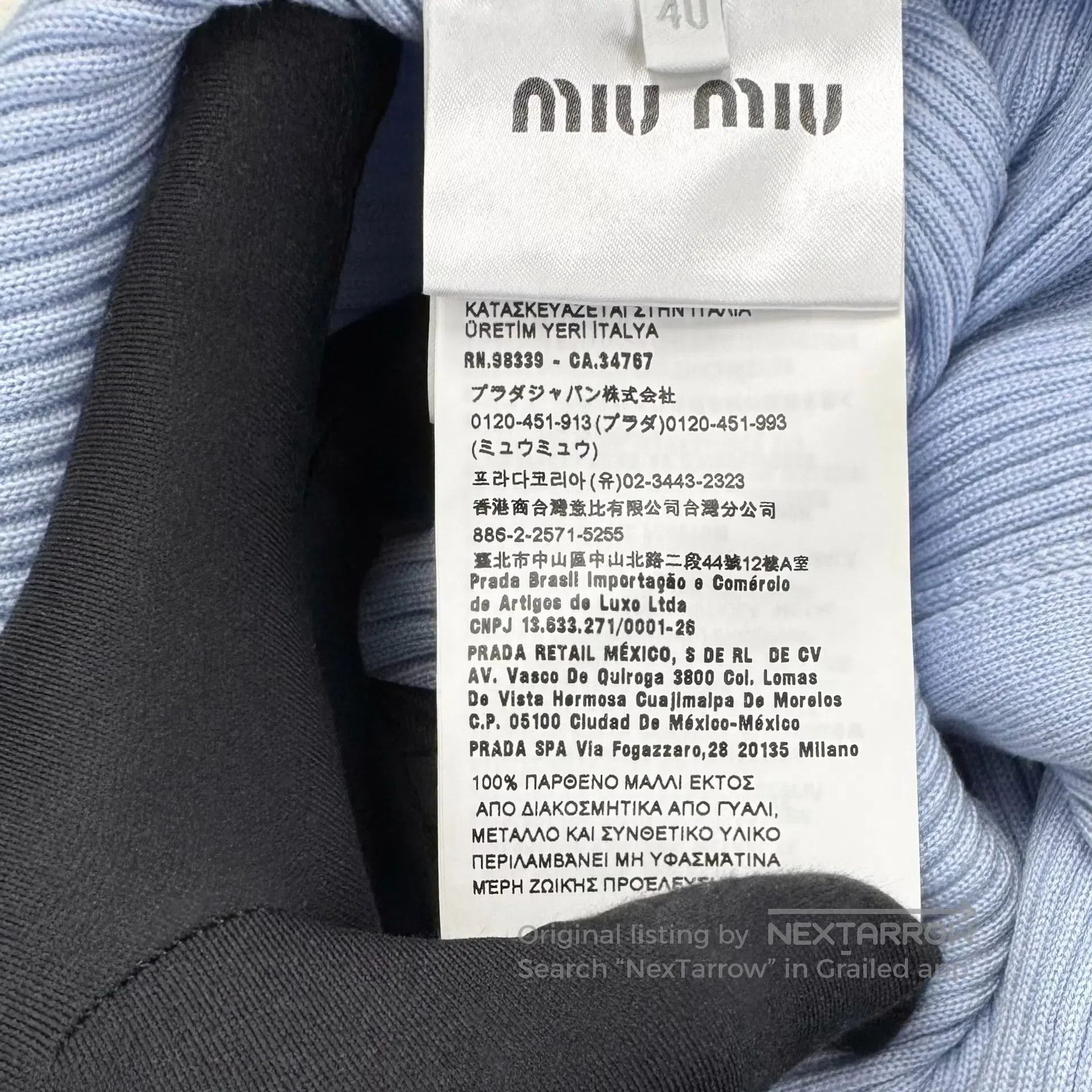 Miu Miu Miu Miu Light Blue Crystal Wool Knit Cardigan| Size S / US 4 / IT 40 - 4 Thumbnail