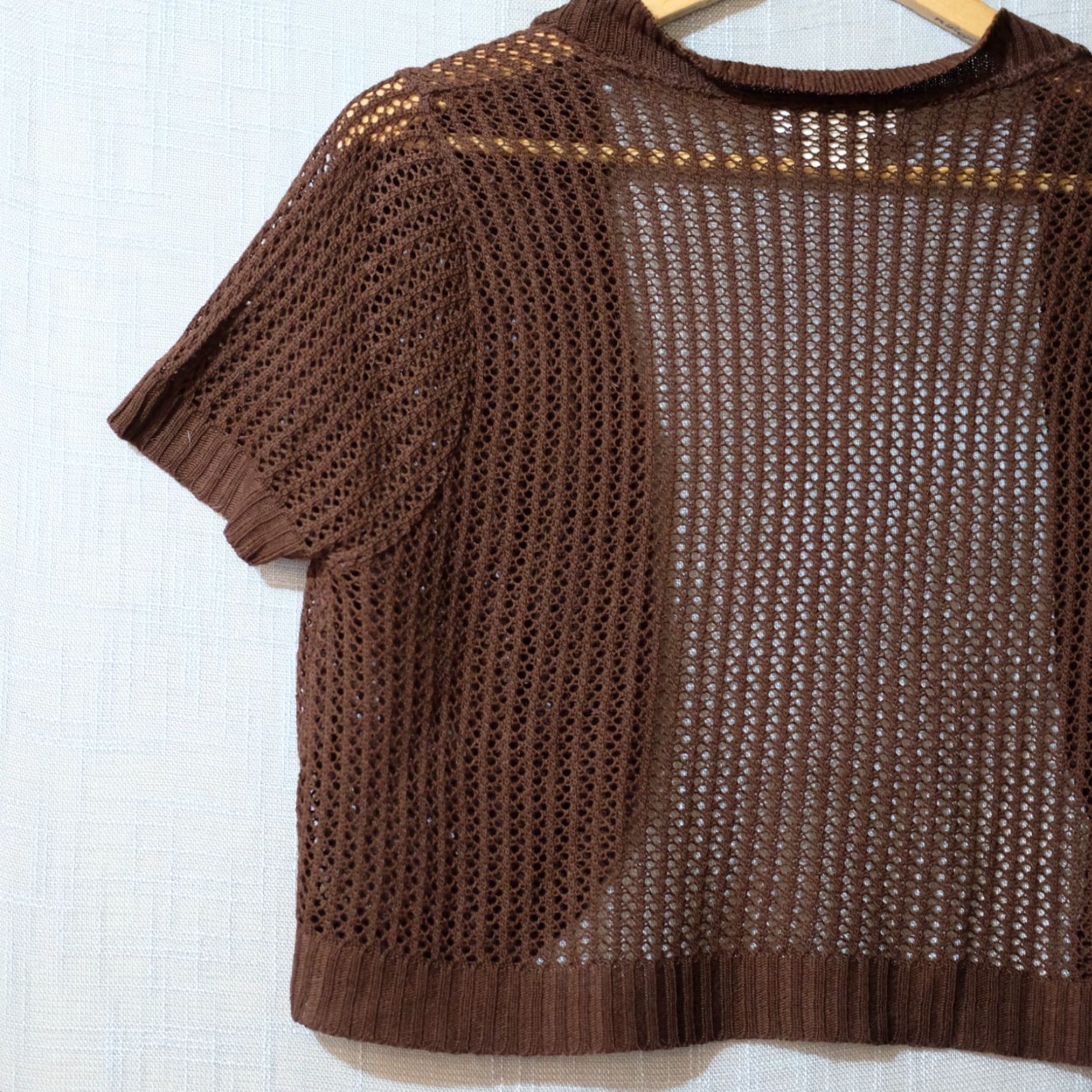 Vintage Earth Song Nwot! Crochet Open Front Cardigan Sweater Brown Women's L Cardigan Open Front Brown Crochet Cardigan Women's L Earth Song Nwot! Size L / US 10 / IT 46 - 5 Thumbnail