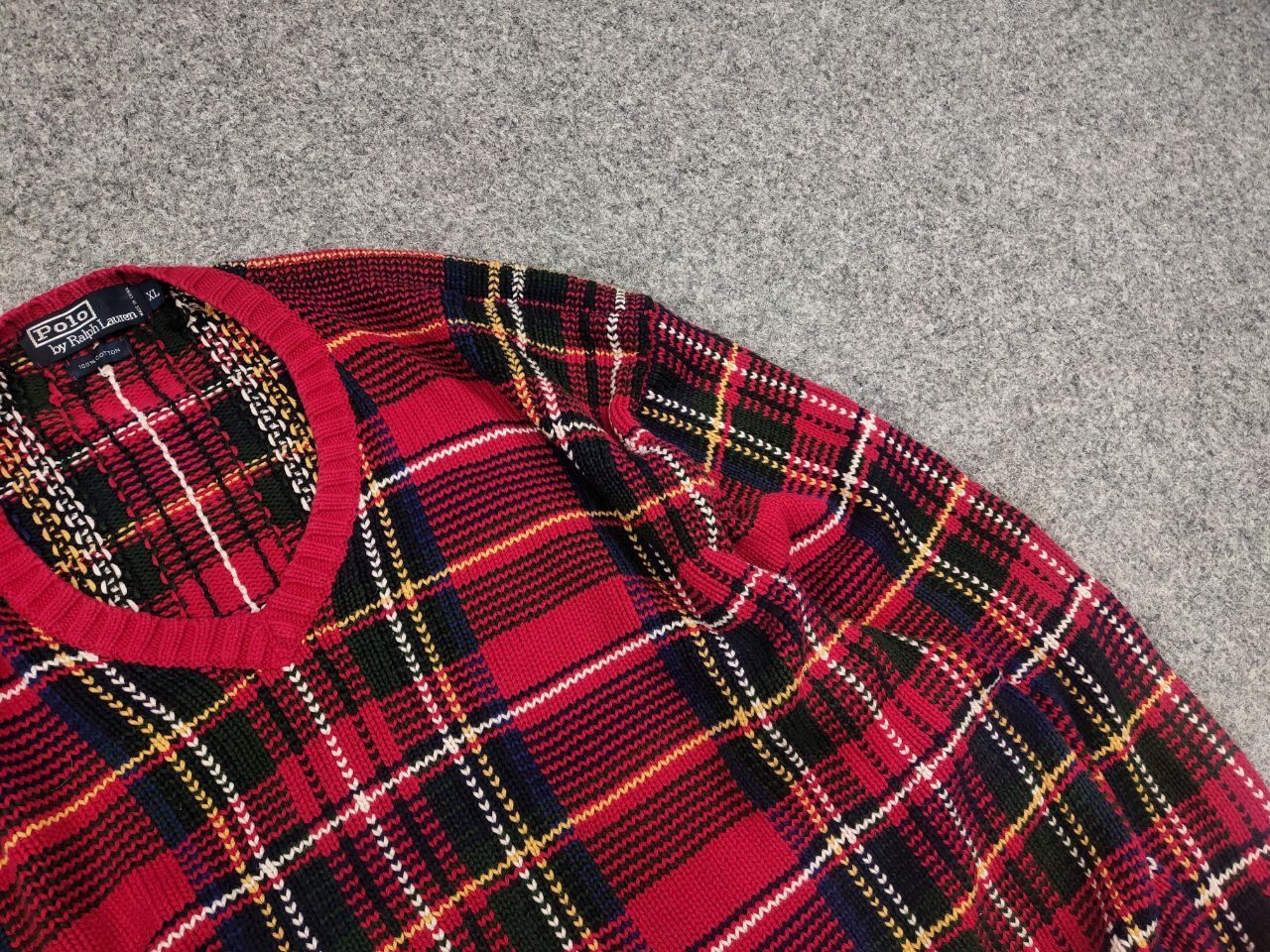 Polo Ralph Lauren Rare Vintage Polo Ralph Lauren Knit Sweater Plaid Red Tartan Size US XL / EU 56 / 4 - 7 Thumbnail