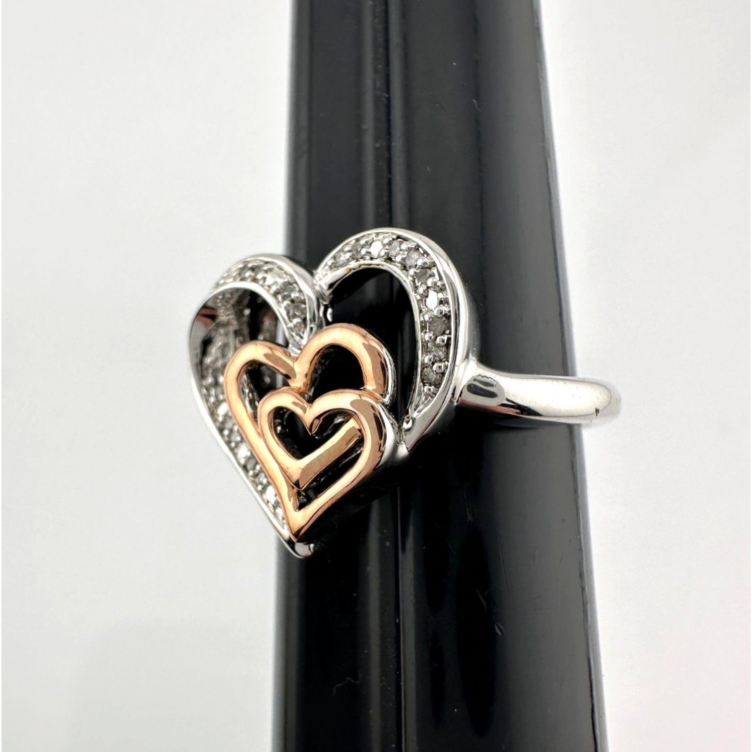 Other Natural Diamond Triple Heart Ring - Two Tone - Size 7.25 Size ONE SIZE - 11 Thumbnail