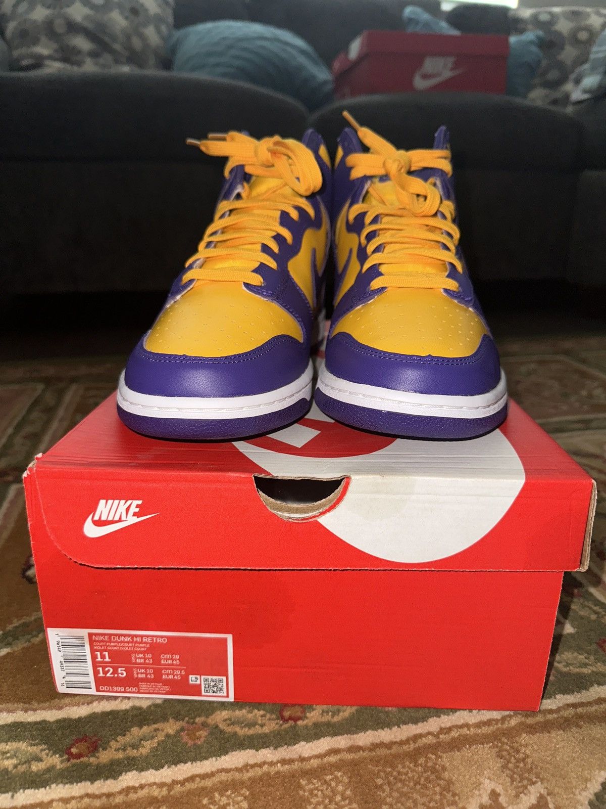 Nike Nike Dunk High “Lakers” Size US 11 / EU 44 - 5 Thumbnail