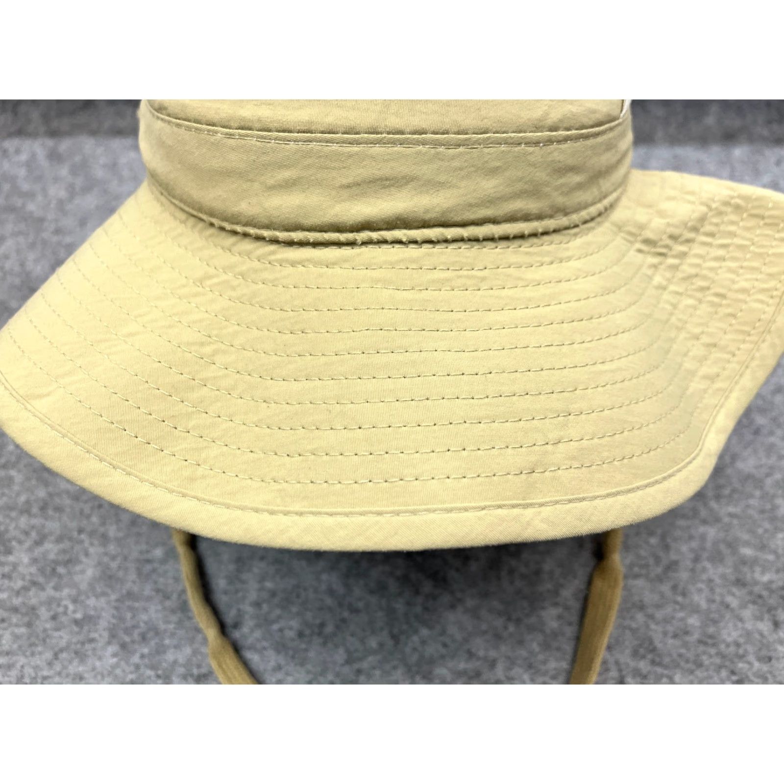 Vintage Ultimate Bucket Sun Hat 7 1/4 Beige Nylon 3 Ply Supplex Camp Made USA Adult Size ONE SIZE - 3 Thumbnail